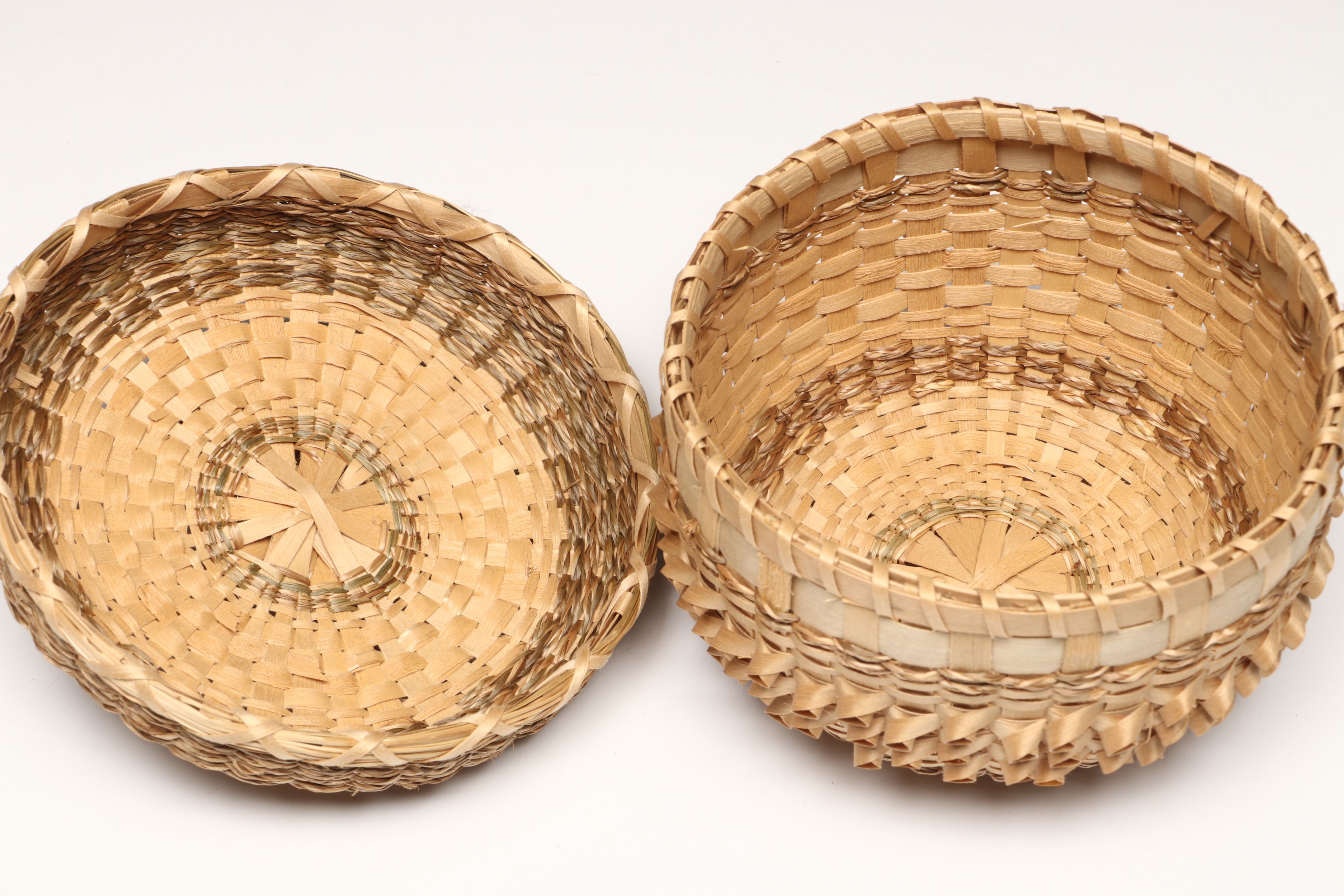 Annie White Mohawk Black Ash and Sweetgrass Lidded Basket