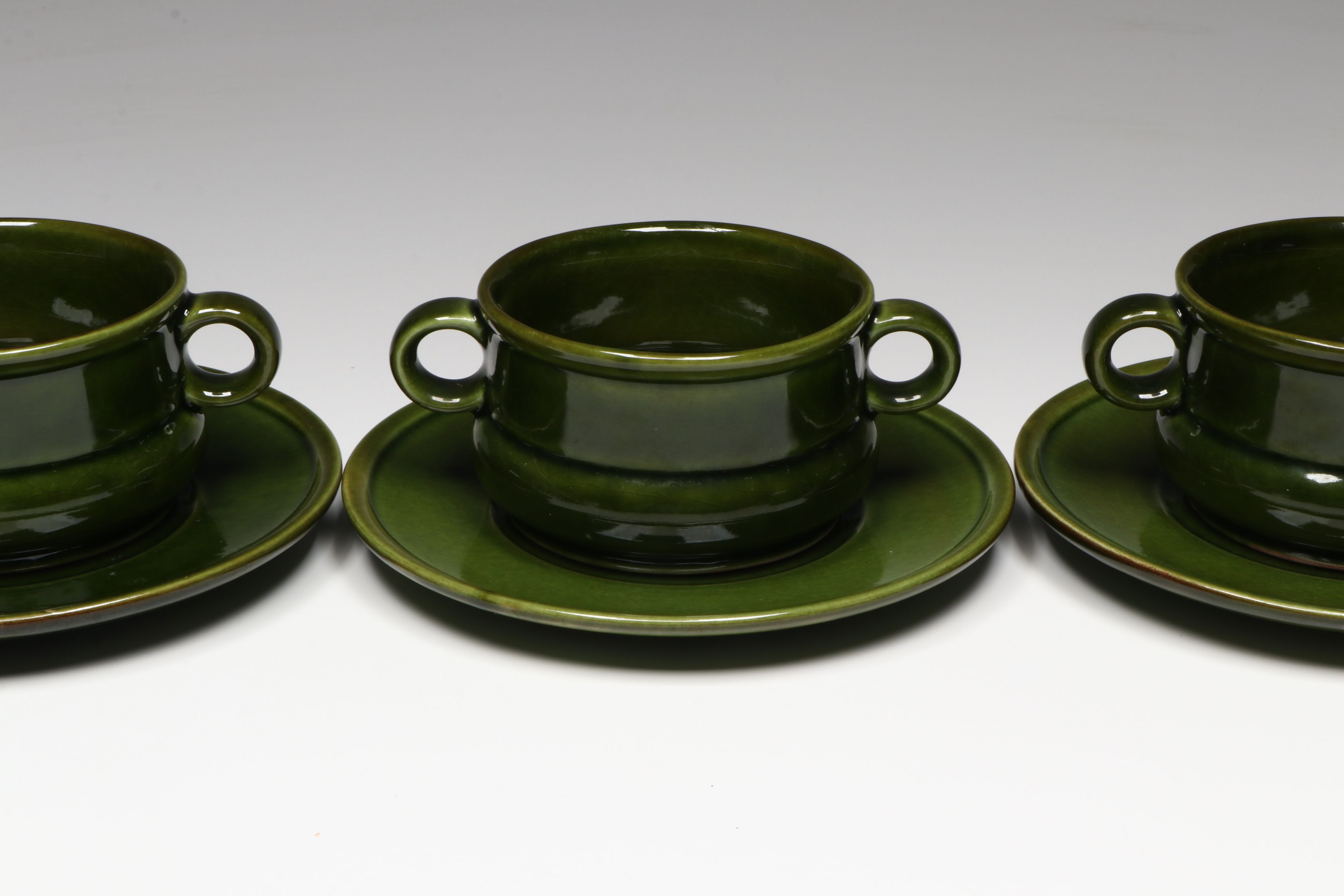 Waechtersbach Ceramic Lug Bowls with Saucers, Mid to Late 20th Century