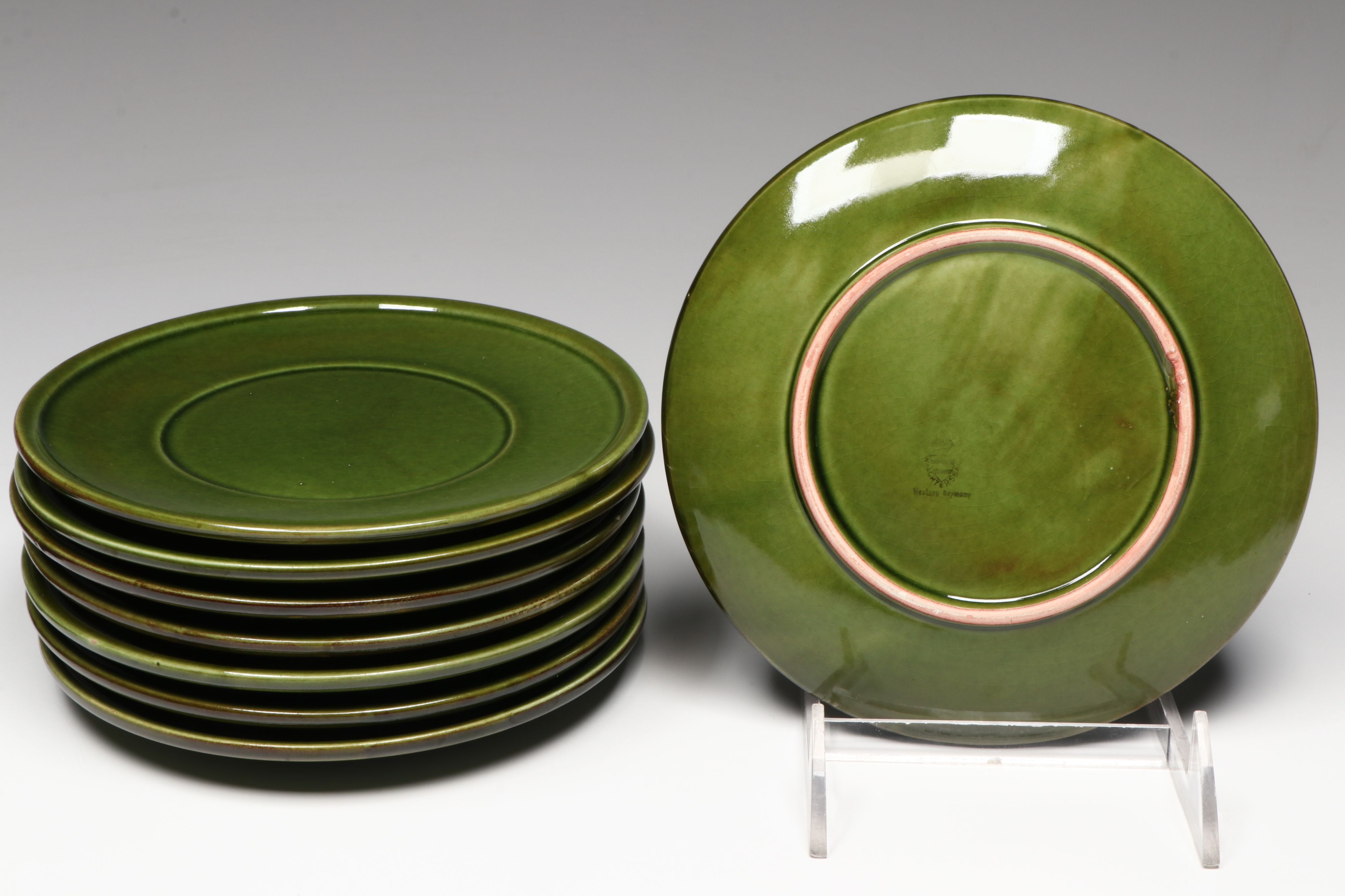 Waechtersbach Ceramic Lug Bowls with Saucers, Mid to Late 20th Century