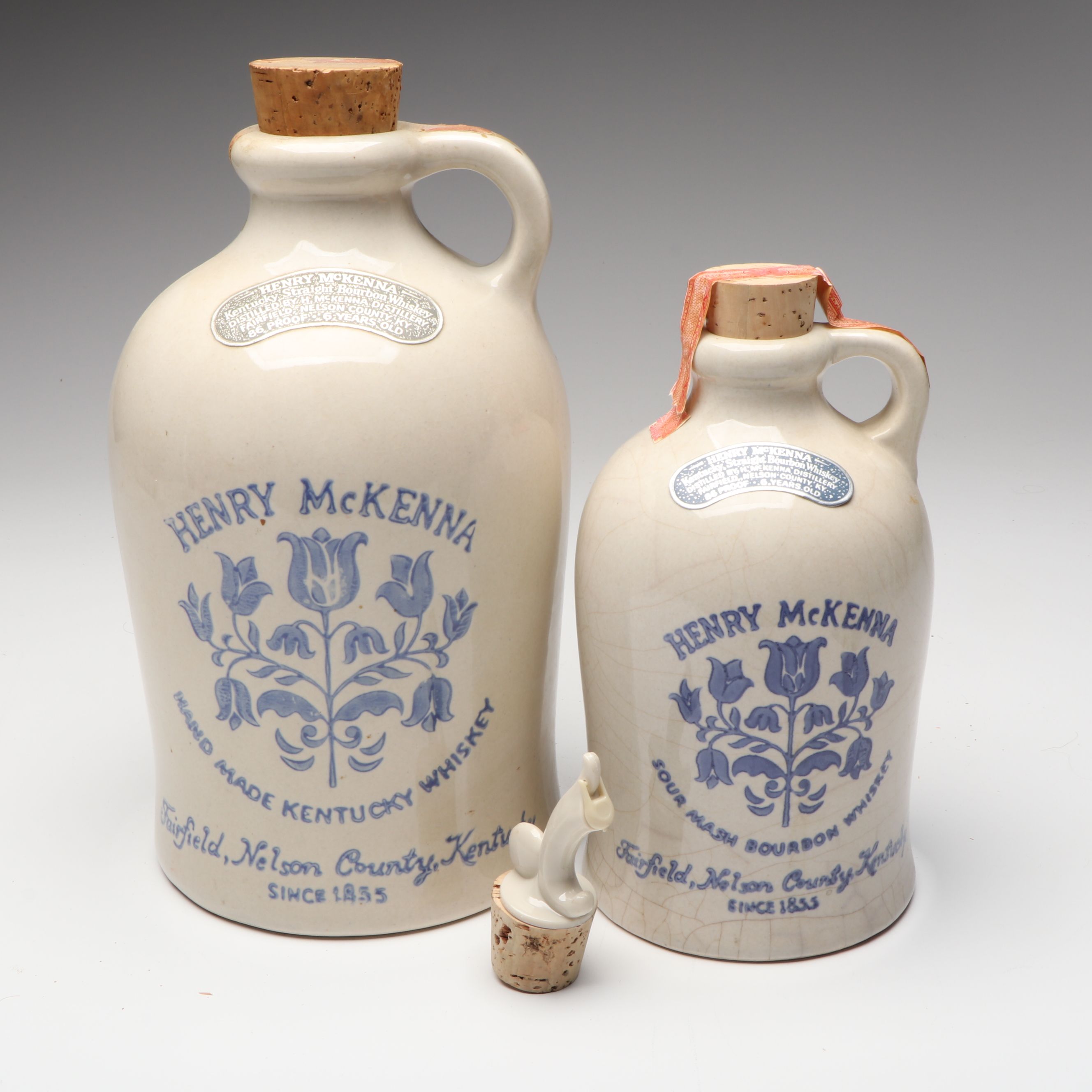 Henry McKenna Nelson County Kentucky Stoneware Whiskey Jugs, 20th Century