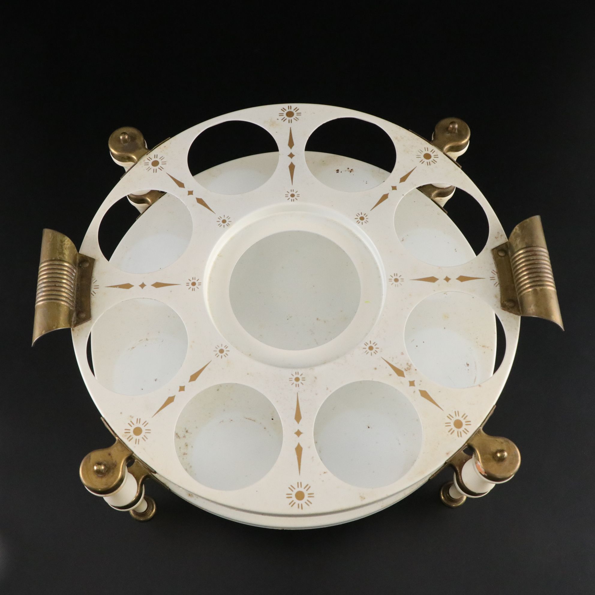 Mid Century Modern Gilt Bar Caddy with Ice Bucket and Tongs