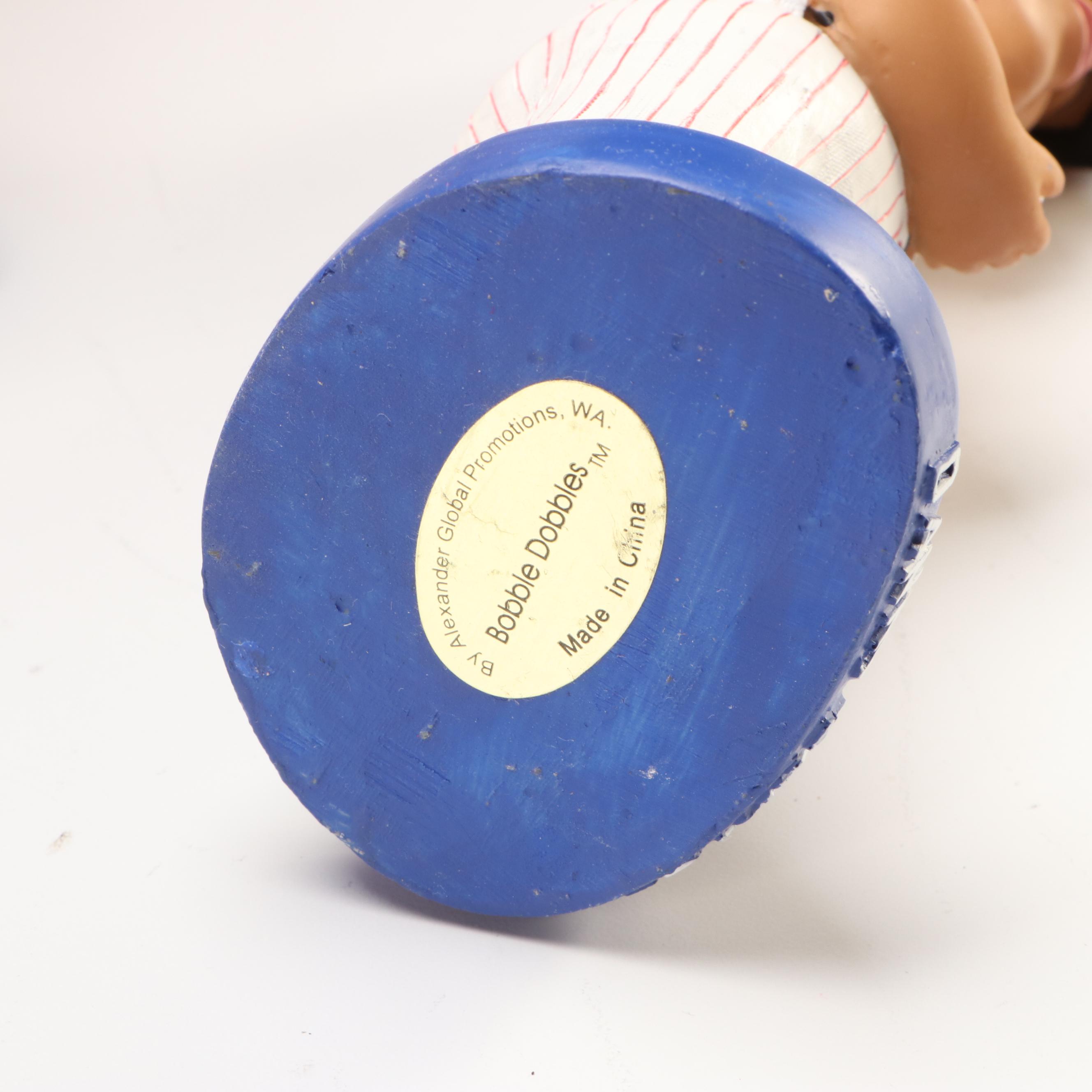 Signed Johnny Bench with Other Cincinnati Reds Bobbleheads and Figurine