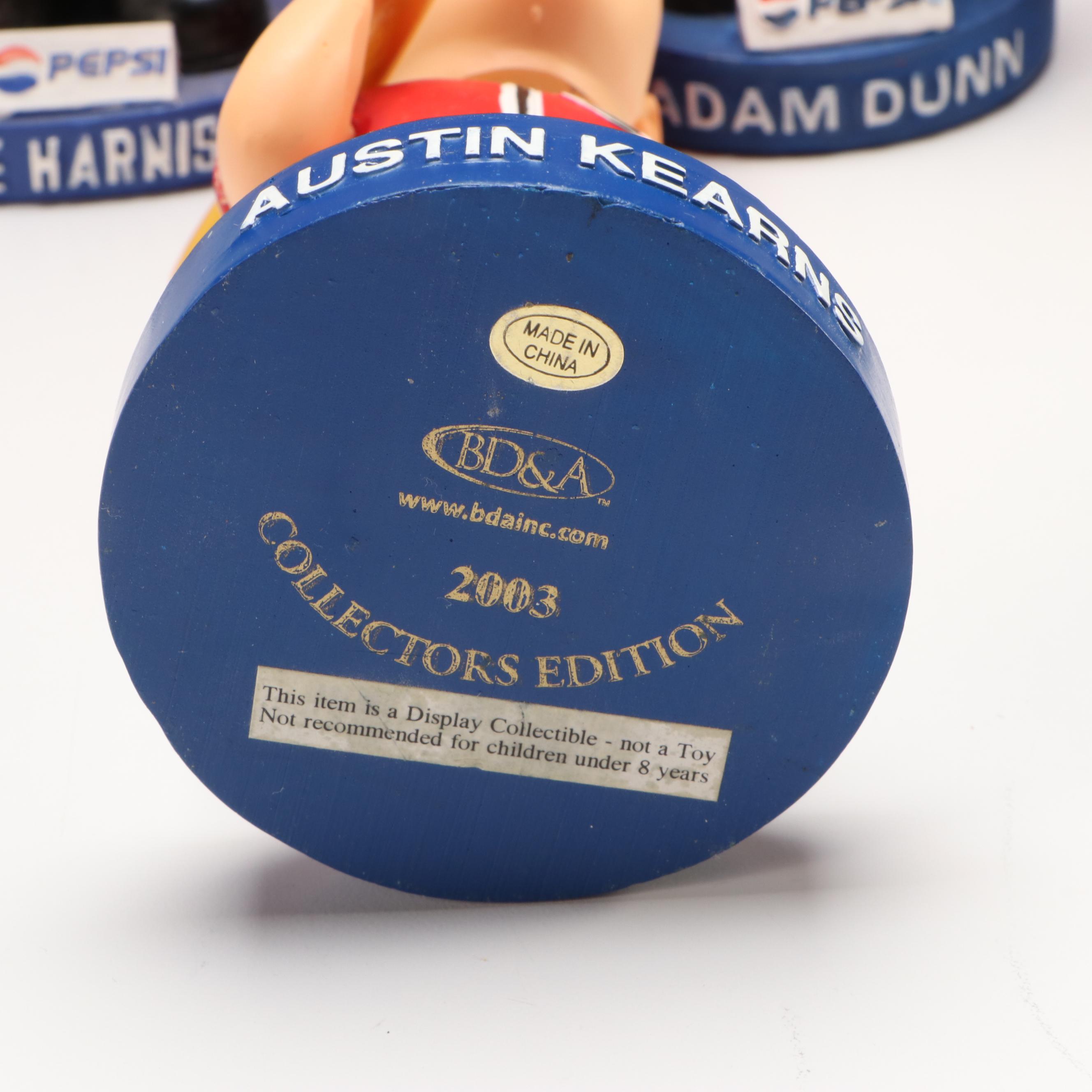 Signed Johnny Bench with Other Cincinnati Reds Bobbleheads and Figurine