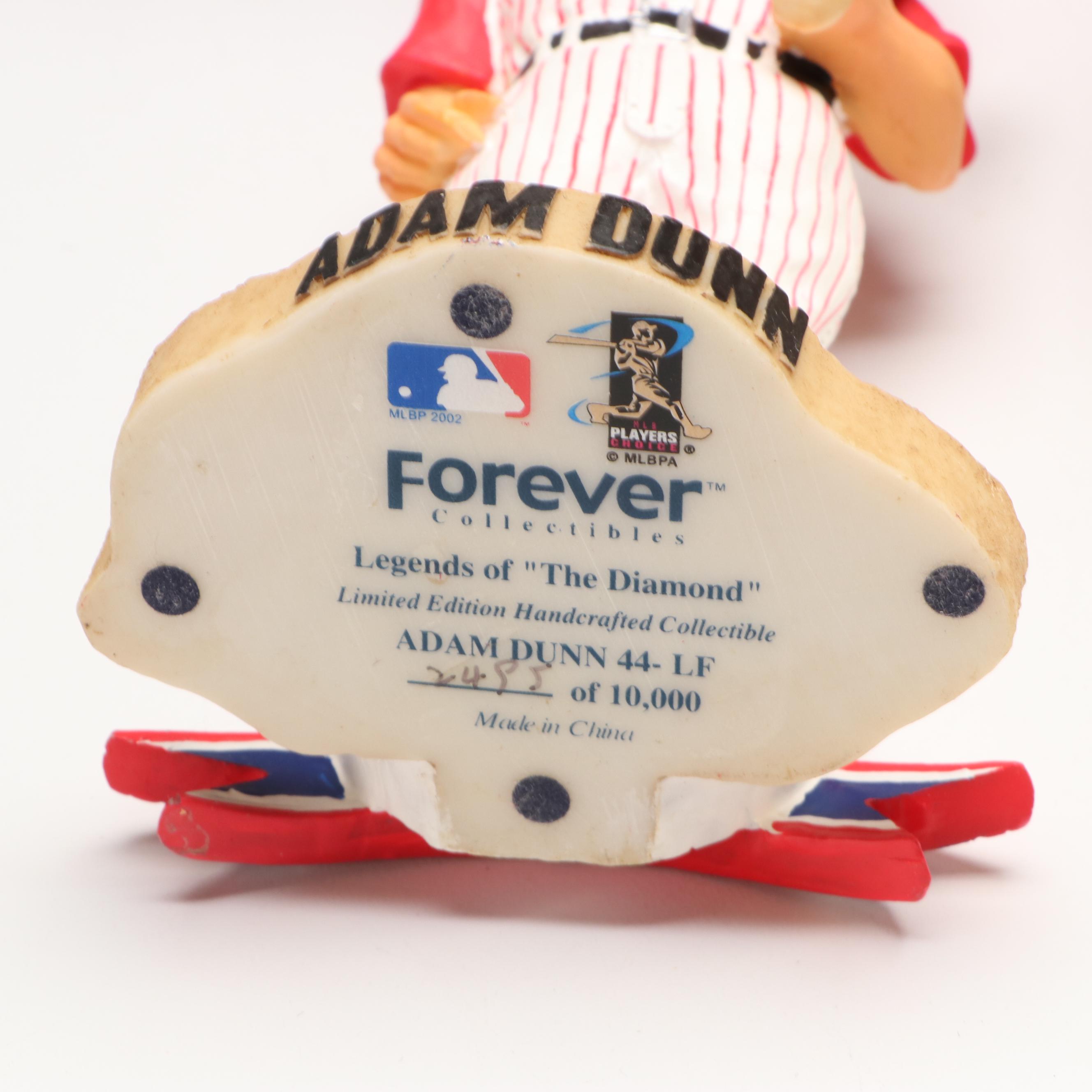 Signed Johnny Bench with Other Cincinnati Reds Bobbleheads and Figurine