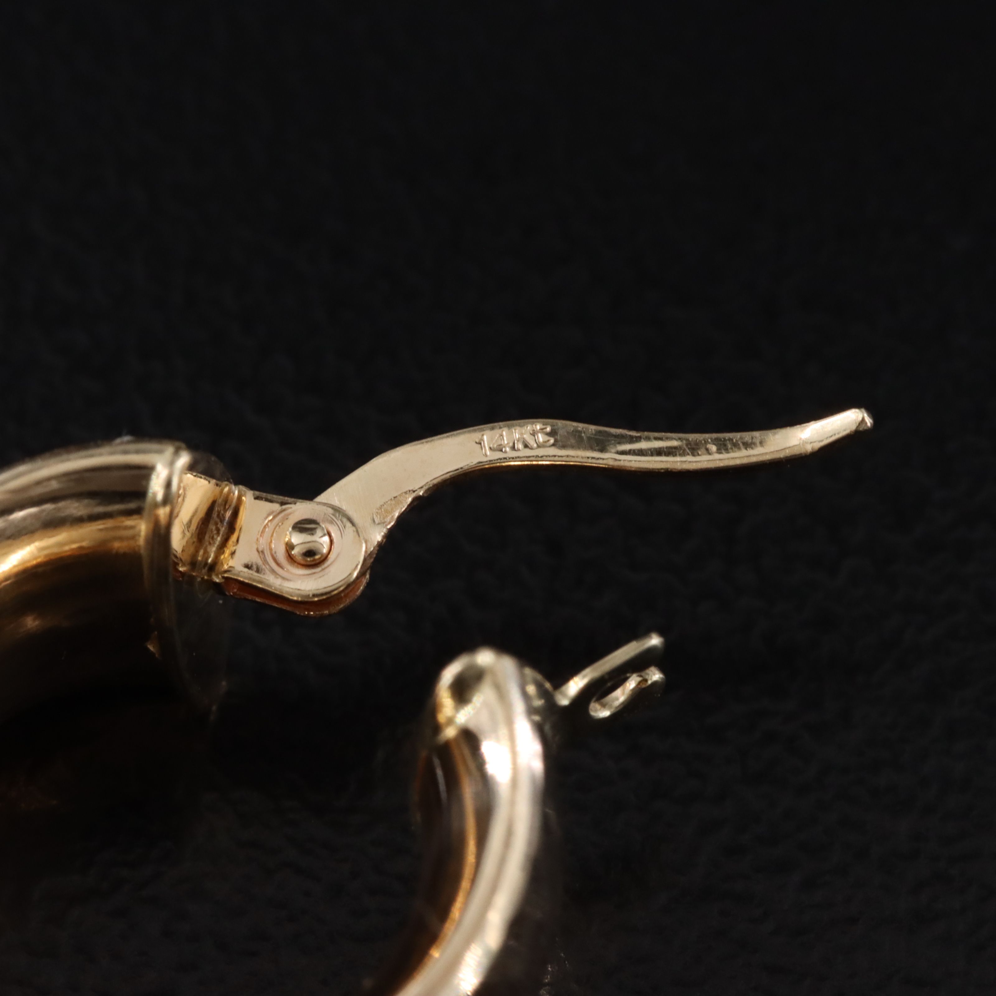 14K Huggie Hoop Earrings with Diamond-Cut Details