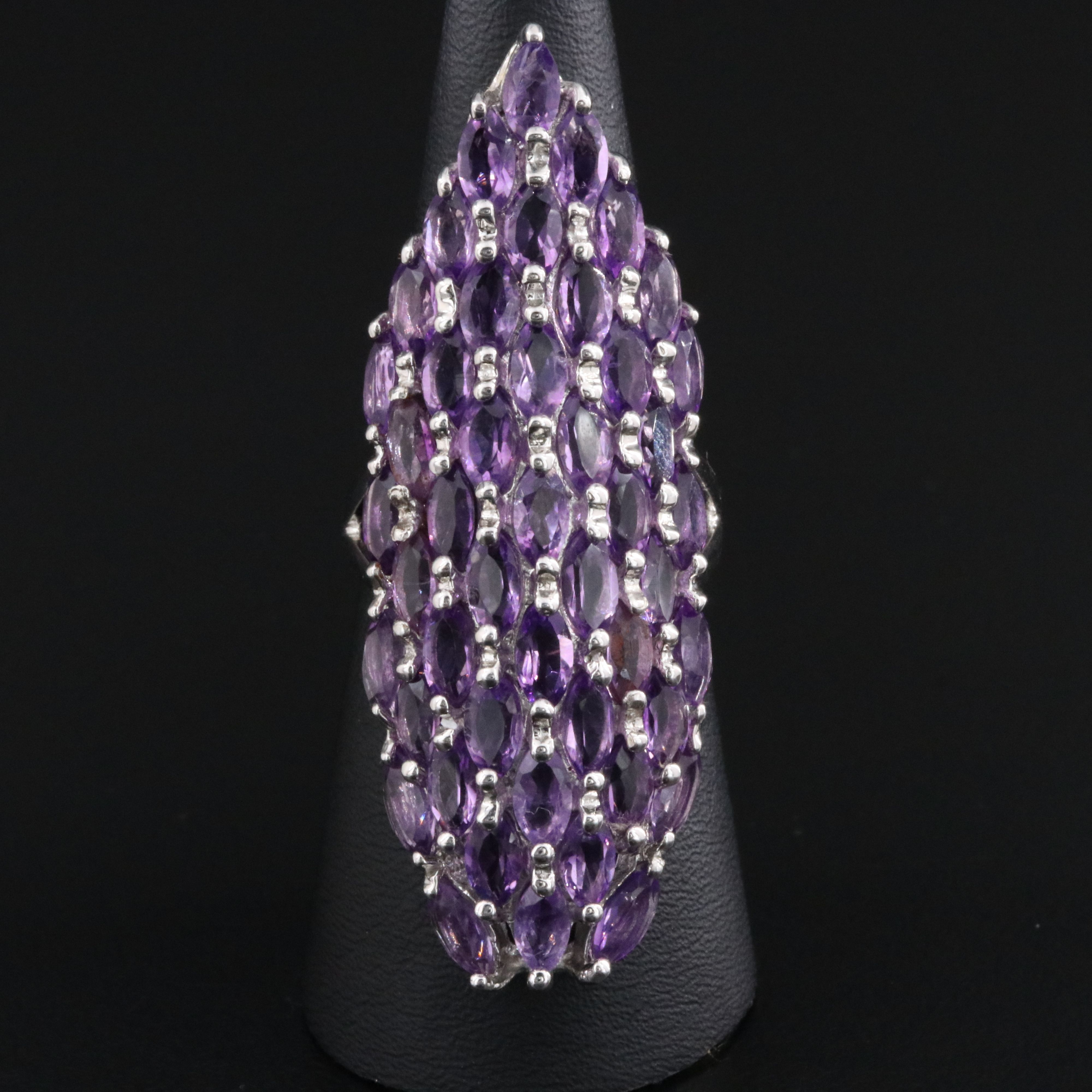 Sterling Amethyst Navette Ring