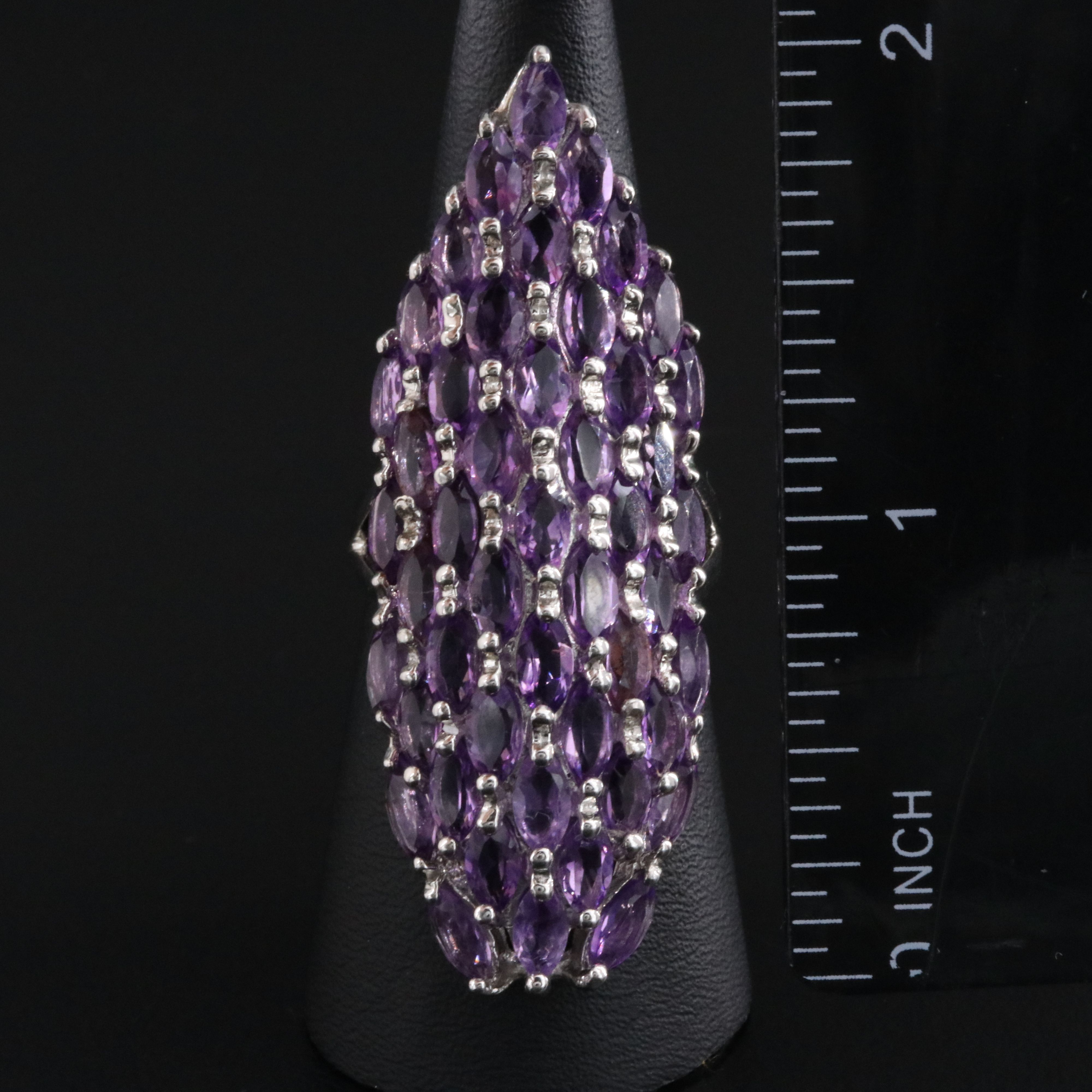 Sterling Amethyst Navette Ring