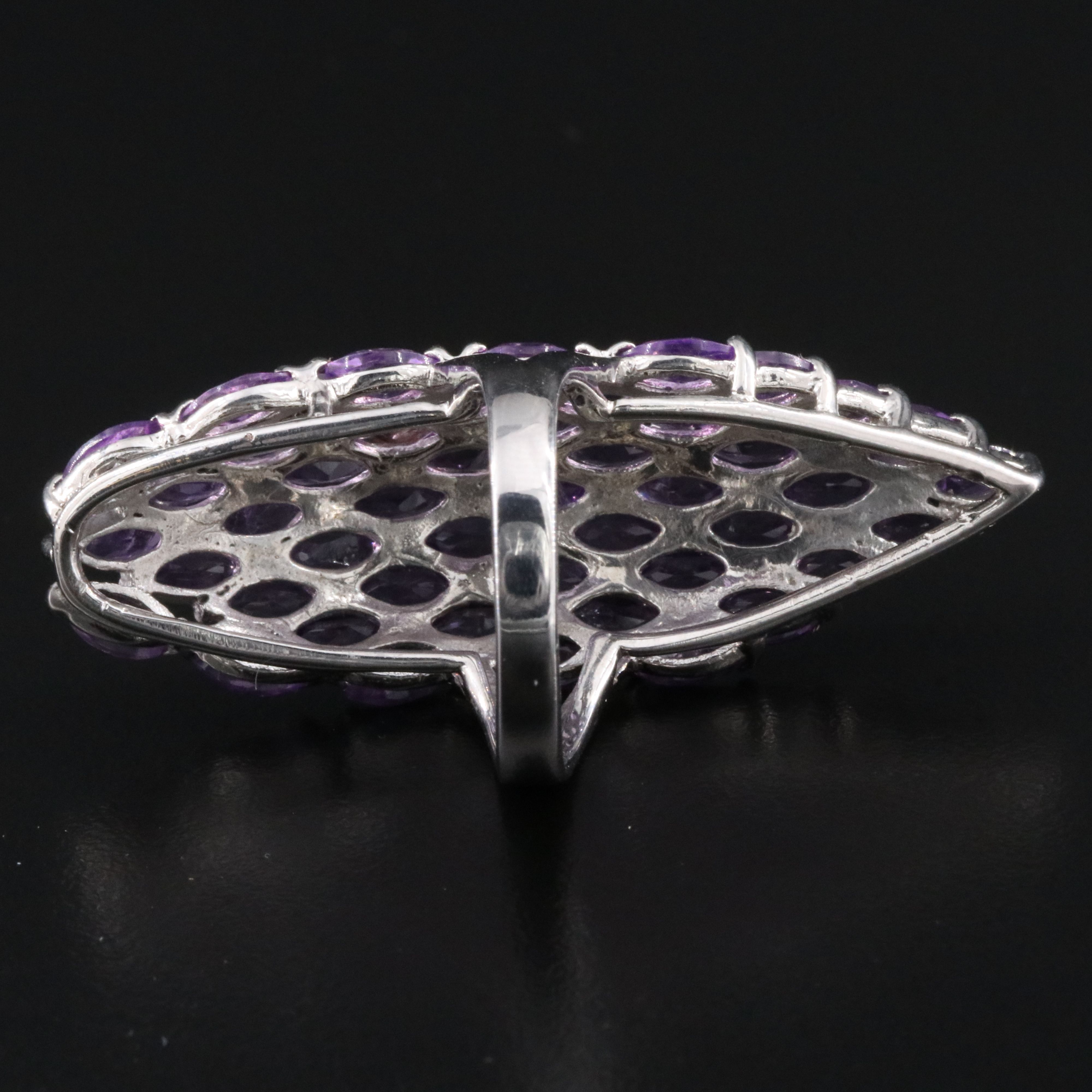 Sterling Amethyst Navette Ring