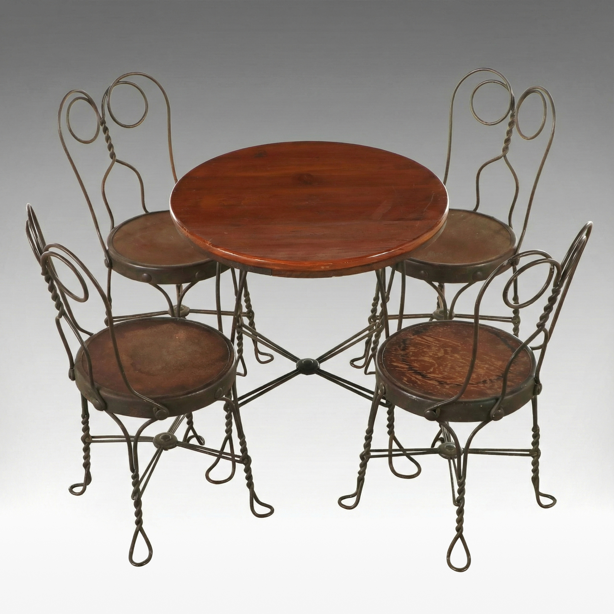 Child Size Victorian Style Wrought Iron and Wood Bistro Set