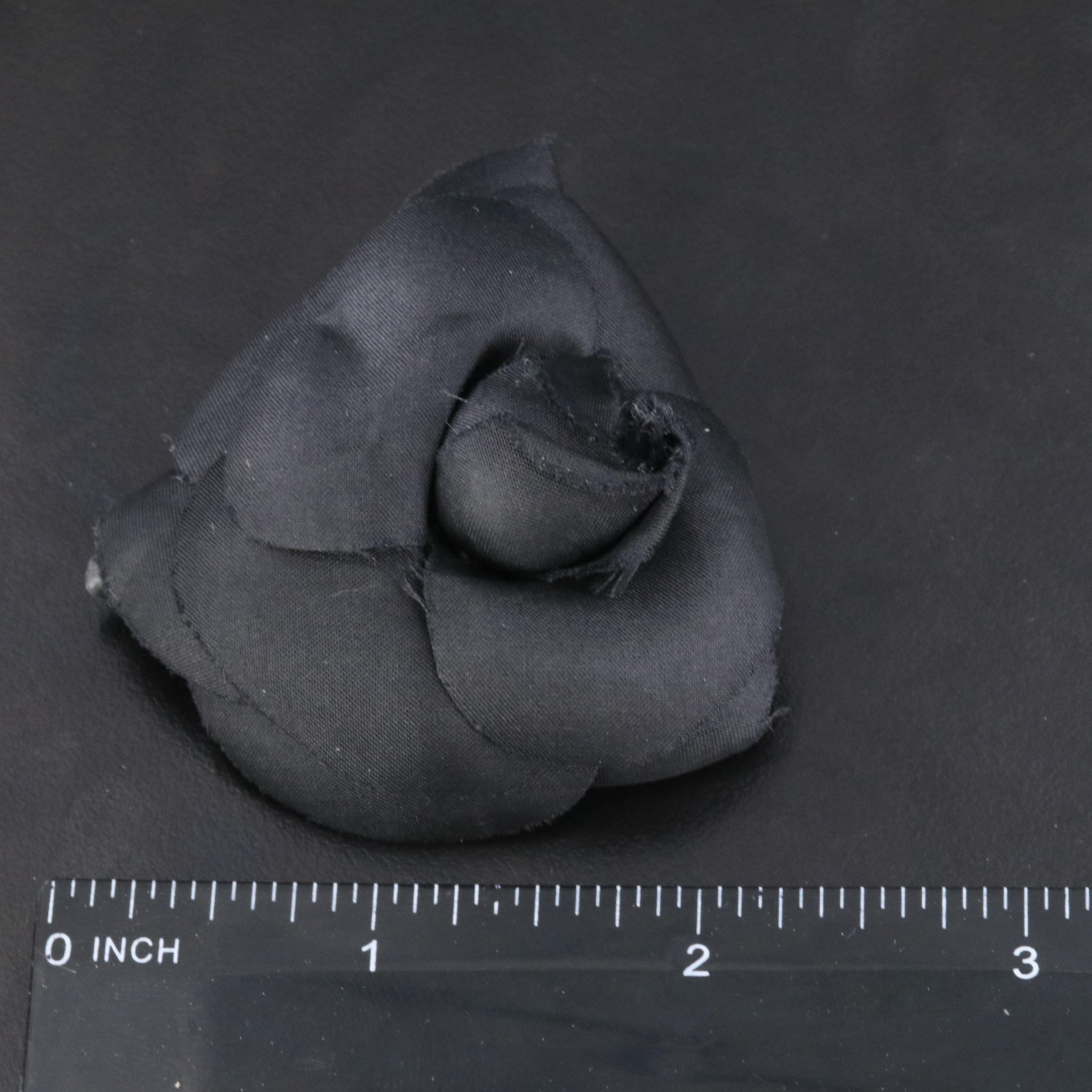 Chanel Black  Flower Brooch