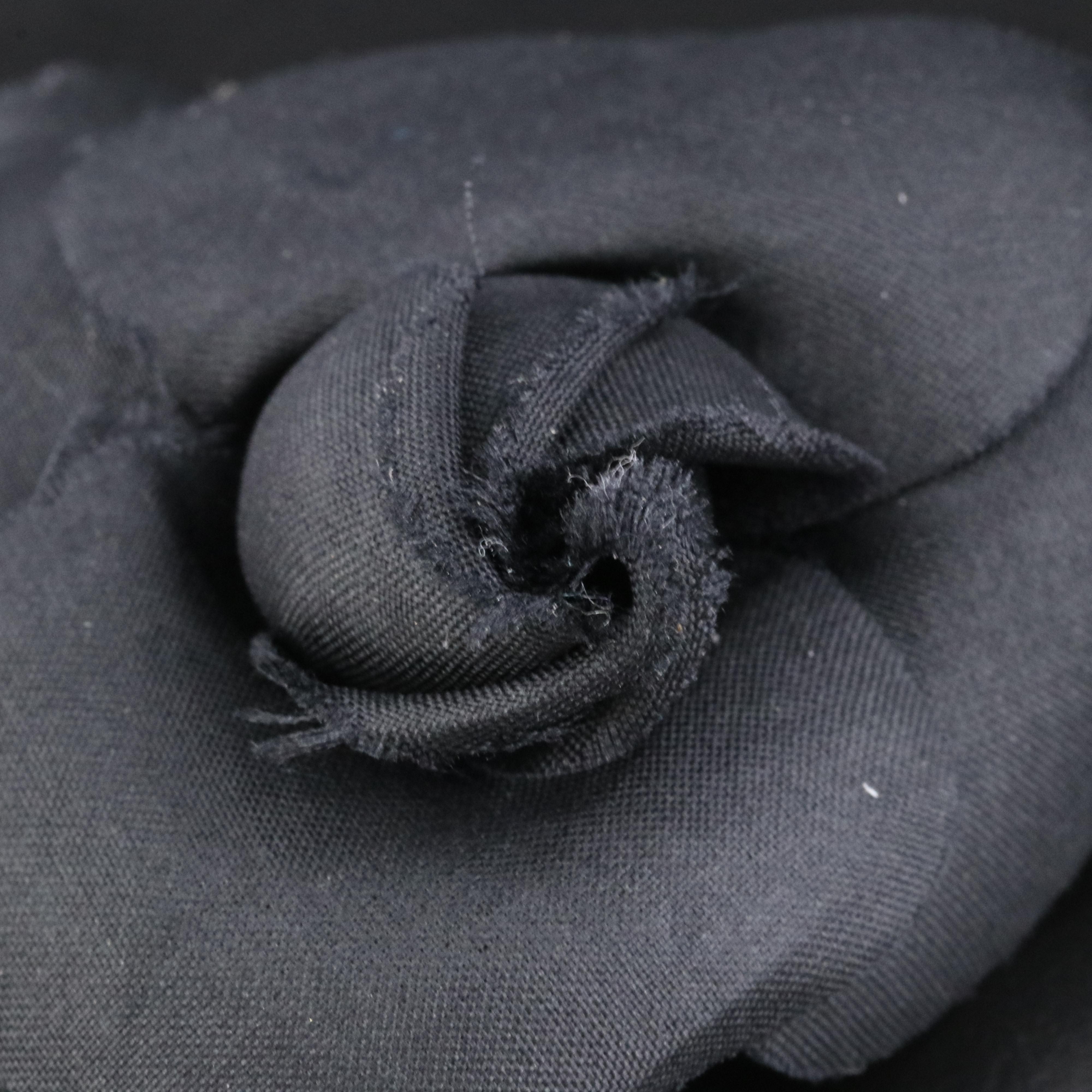 Chanel Black  Flower Brooch