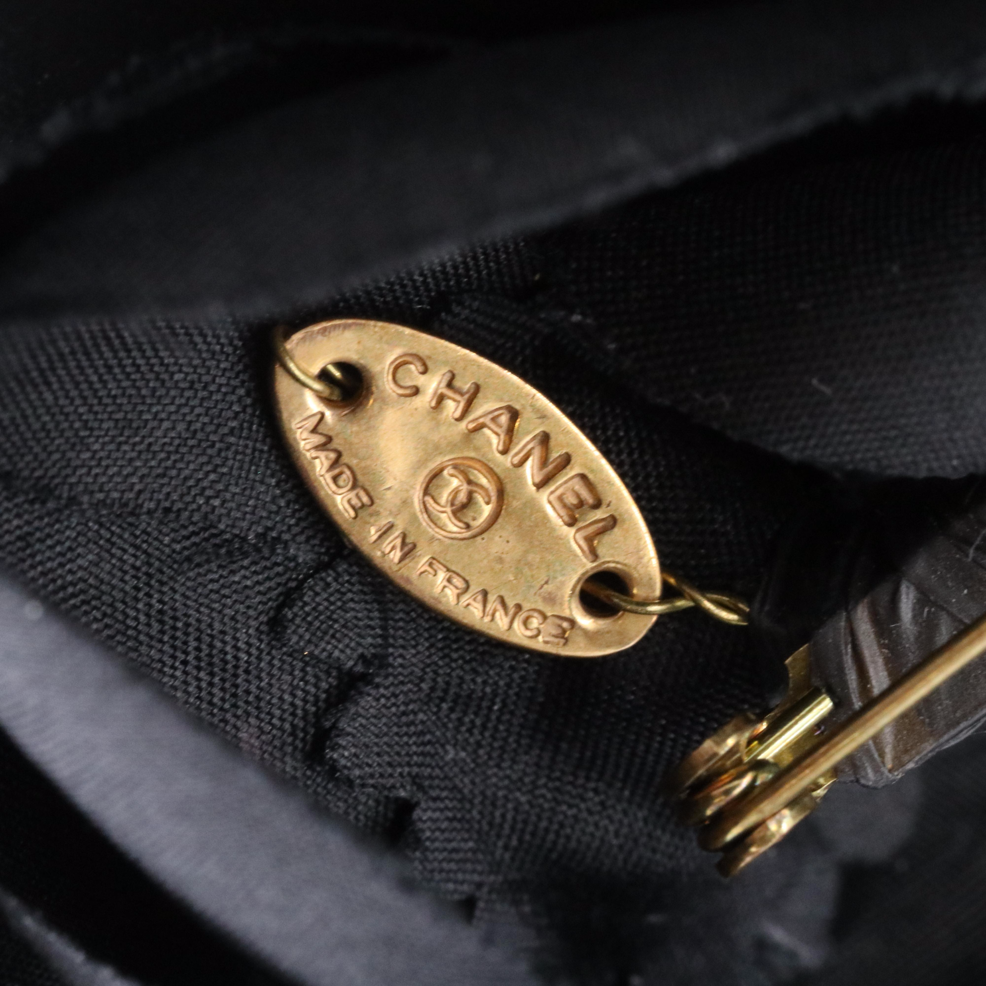 Chanel Black  Flower Brooch