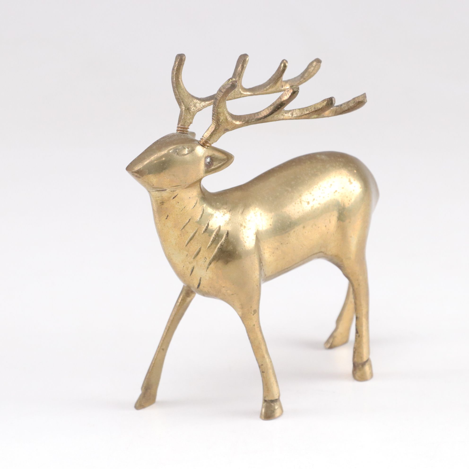 Brass Three-Tier Tower Tray & Deer Figurine