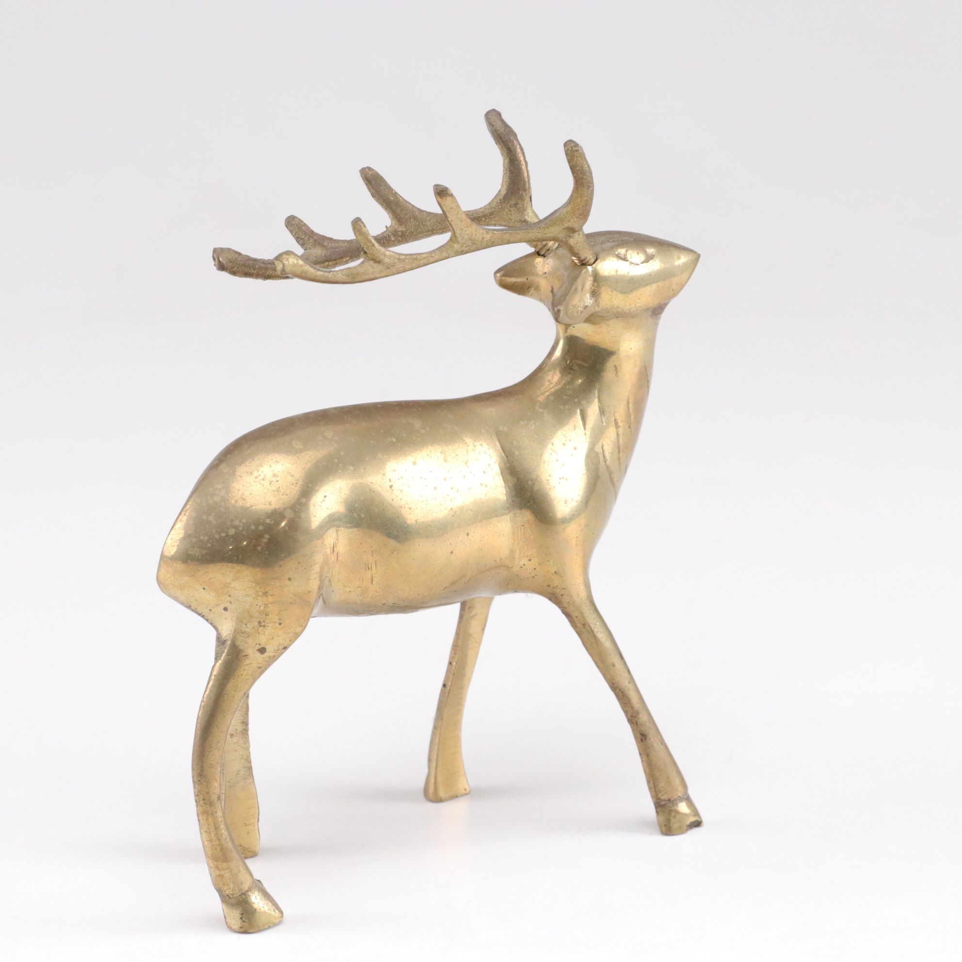Brass Three-Tier Tower Tray & Deer Figurine