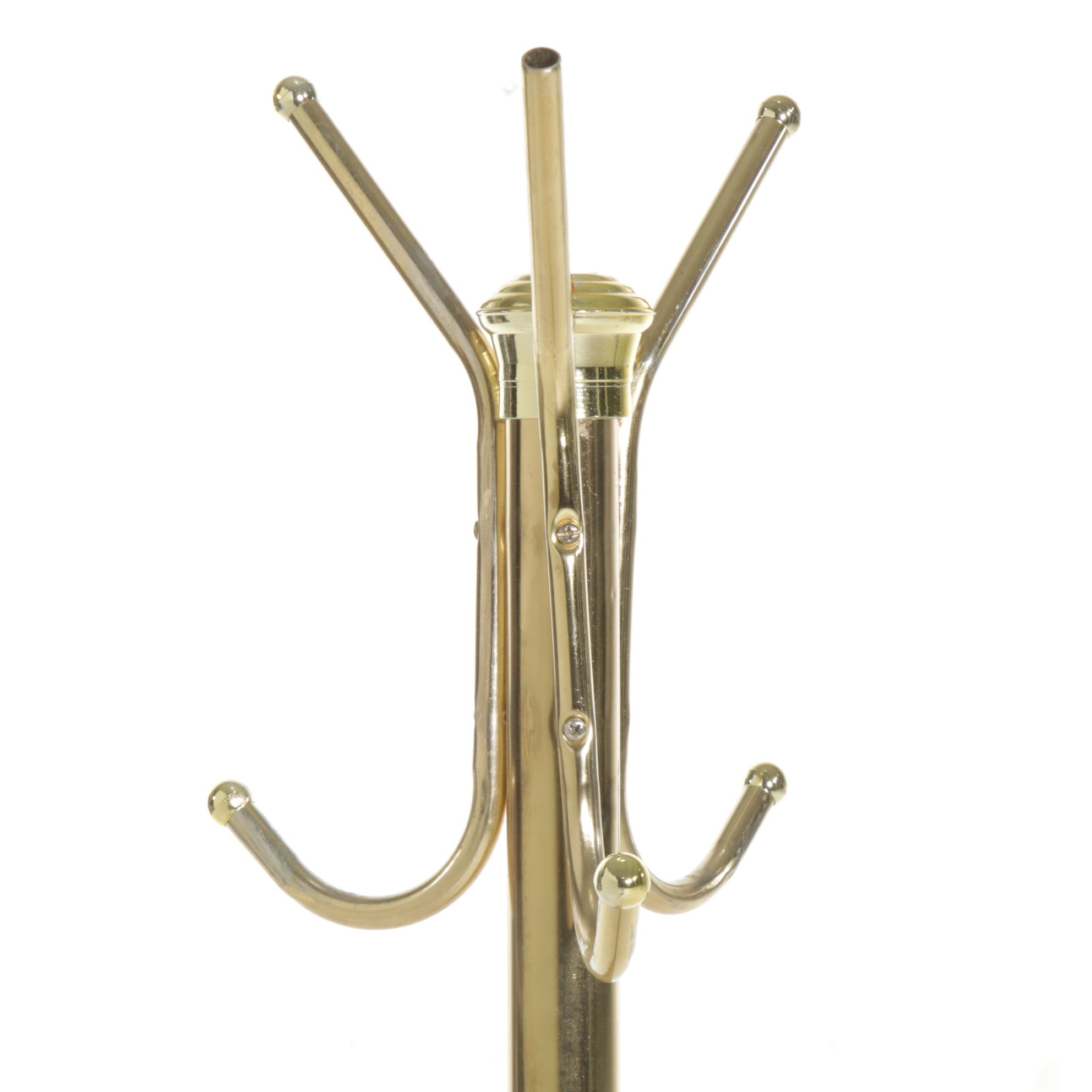Brass-Finished Three-Leg Metal Coat Rack