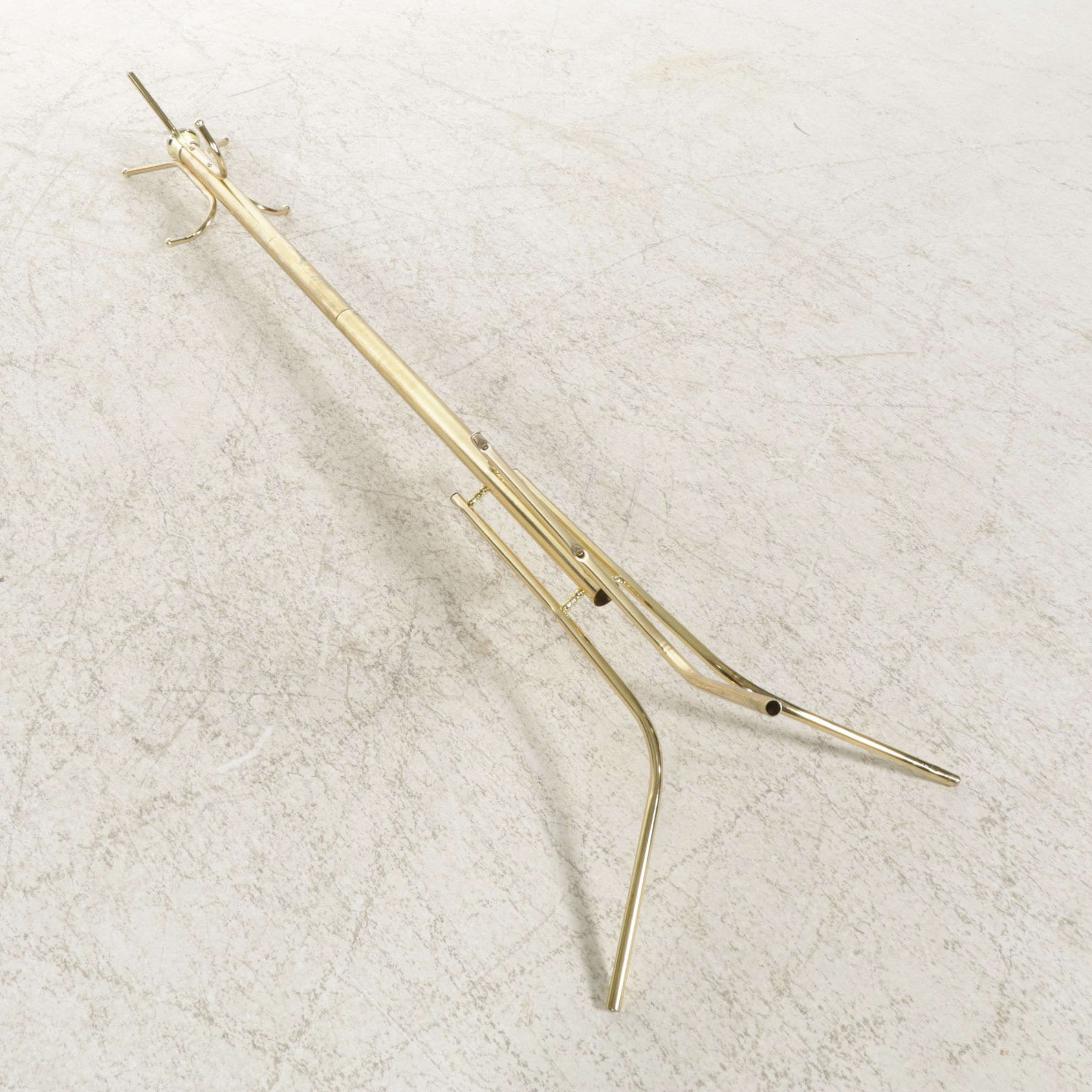 Brass-Finished Three-Leg Metal Coat Rack