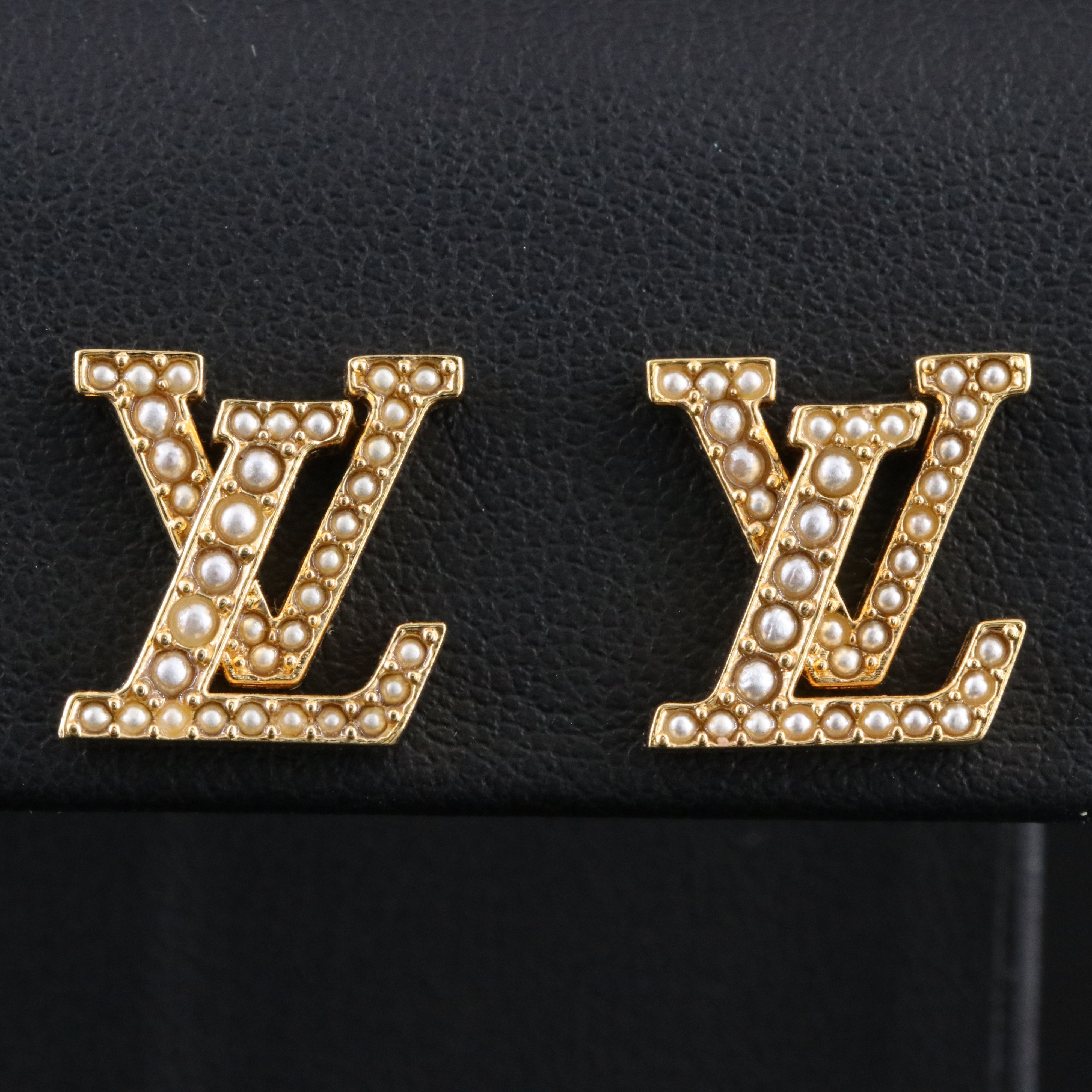 Louis Vuitton Monogram Faux Seed Pearl Earrings