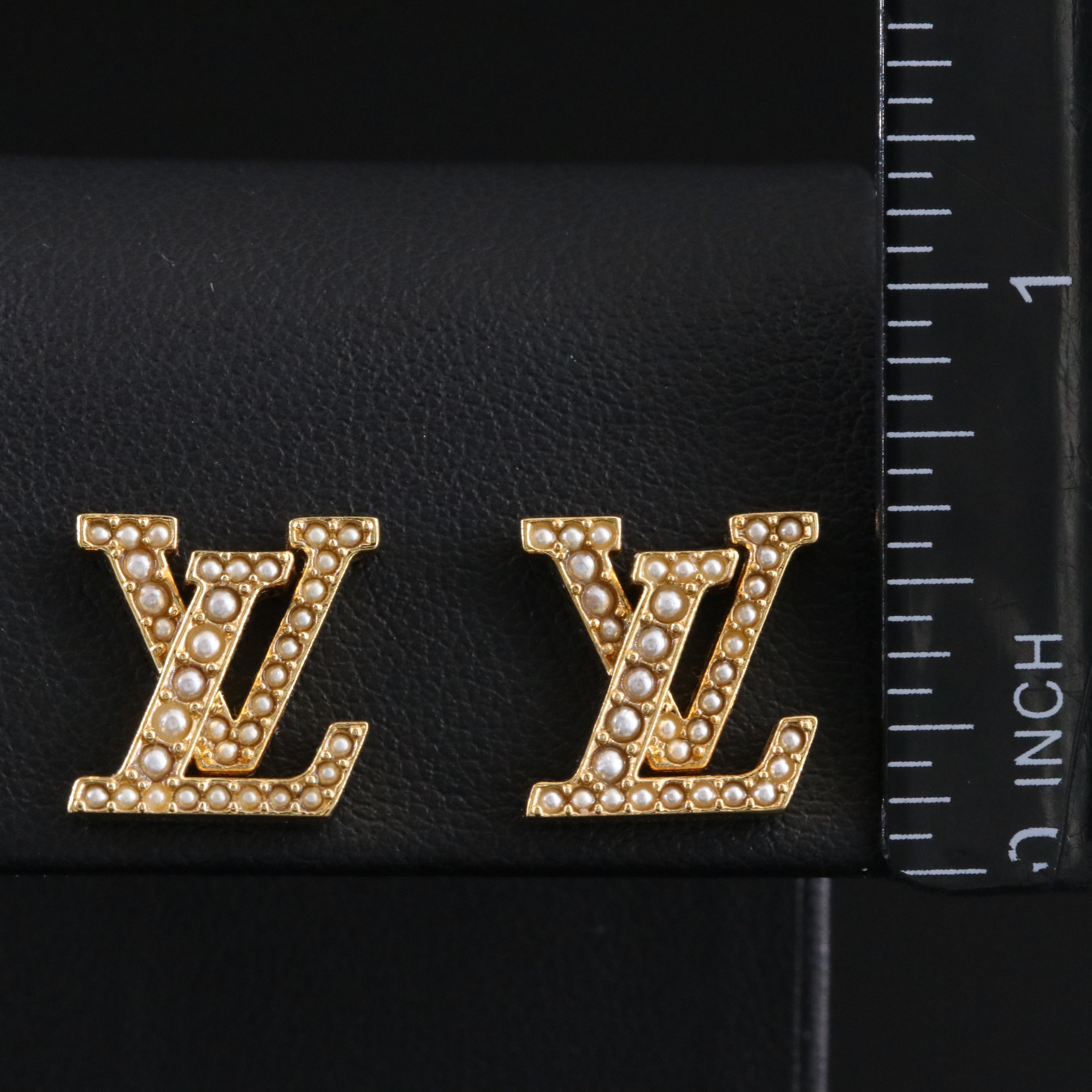 Louis Vuitton Monogram Faux Seed Pearl Earrings