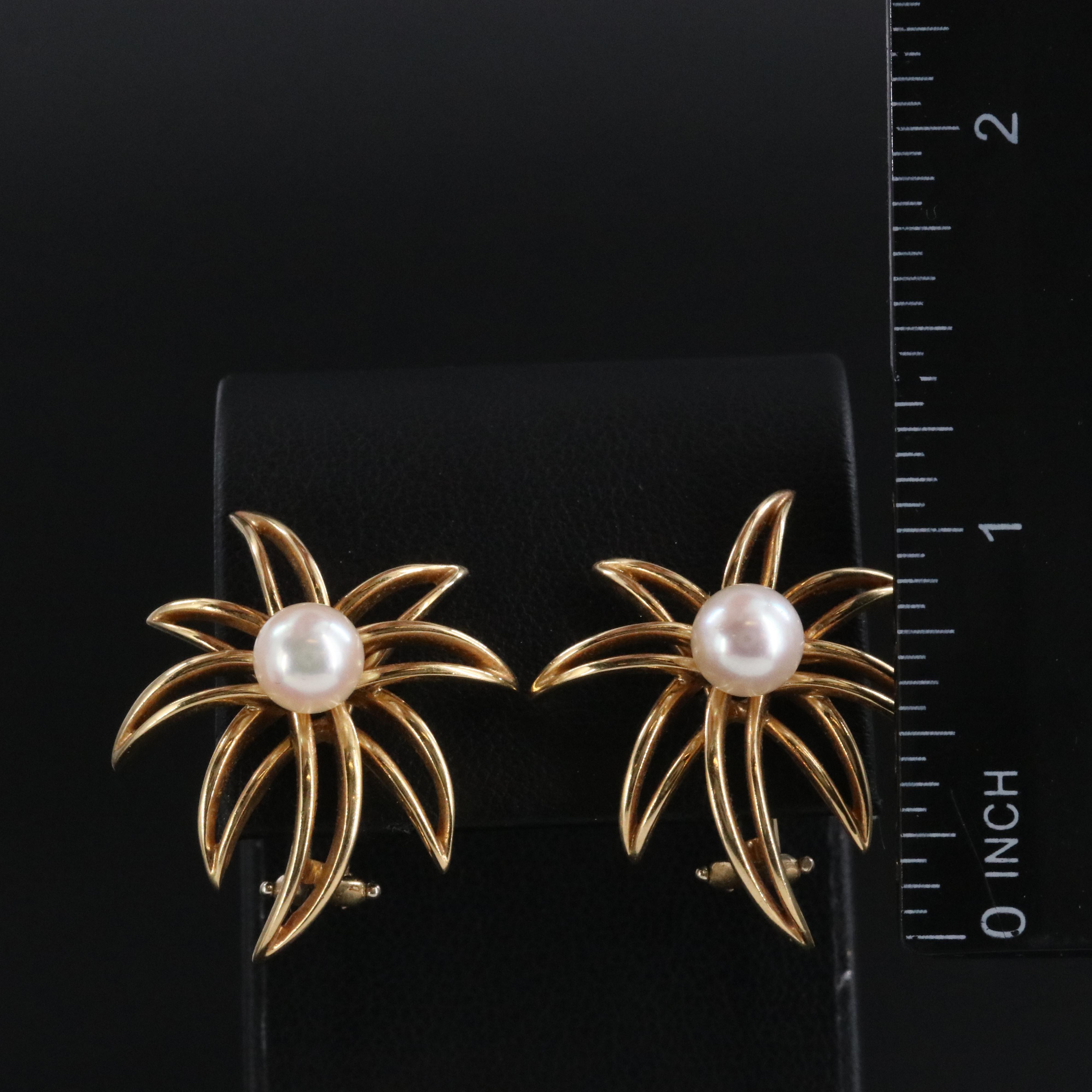 Tiffany & Co. Fireworks 18K Pearl Clip Earrings