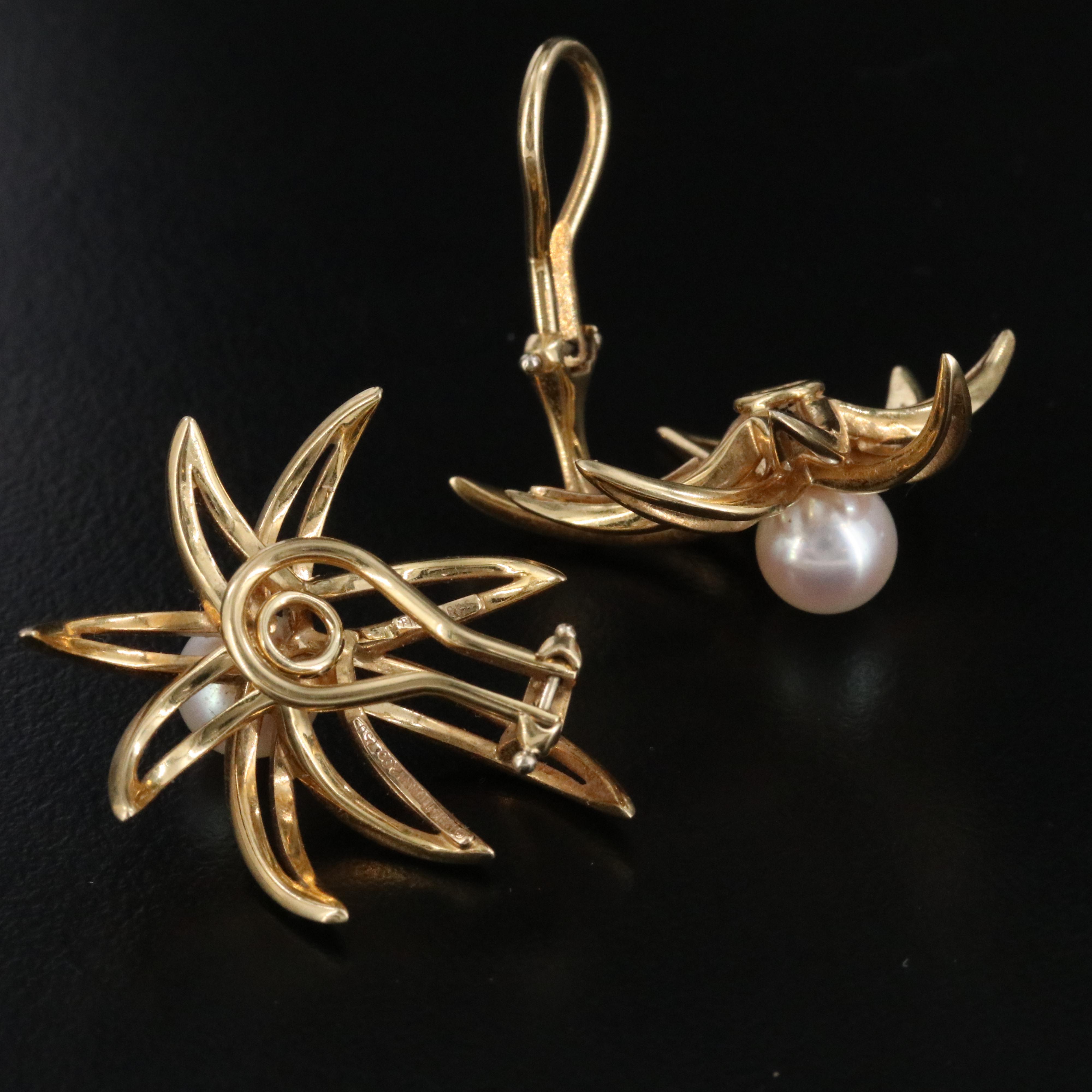 Tiffany & Co. Fireworks 18K Pearl Clip Earrings
