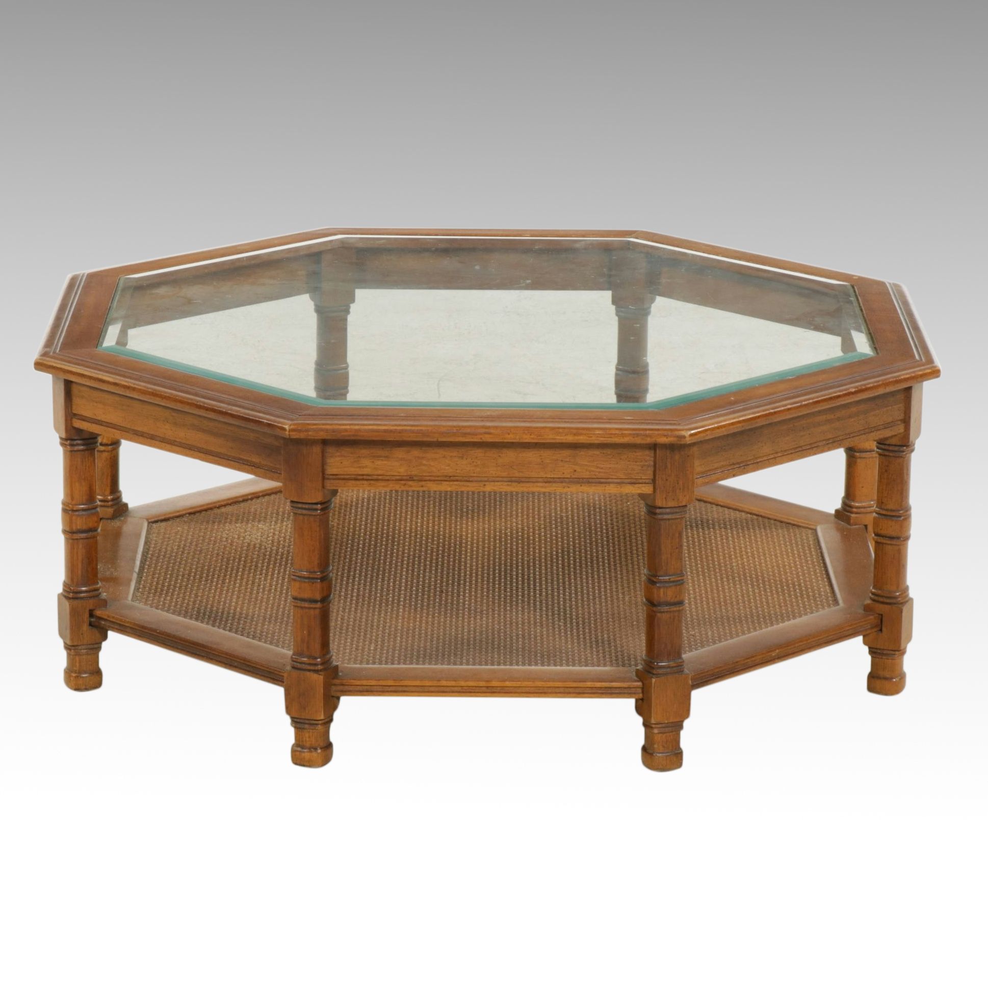Octagonal Glass-Top Coffee Table, Mid to Late 20th Century