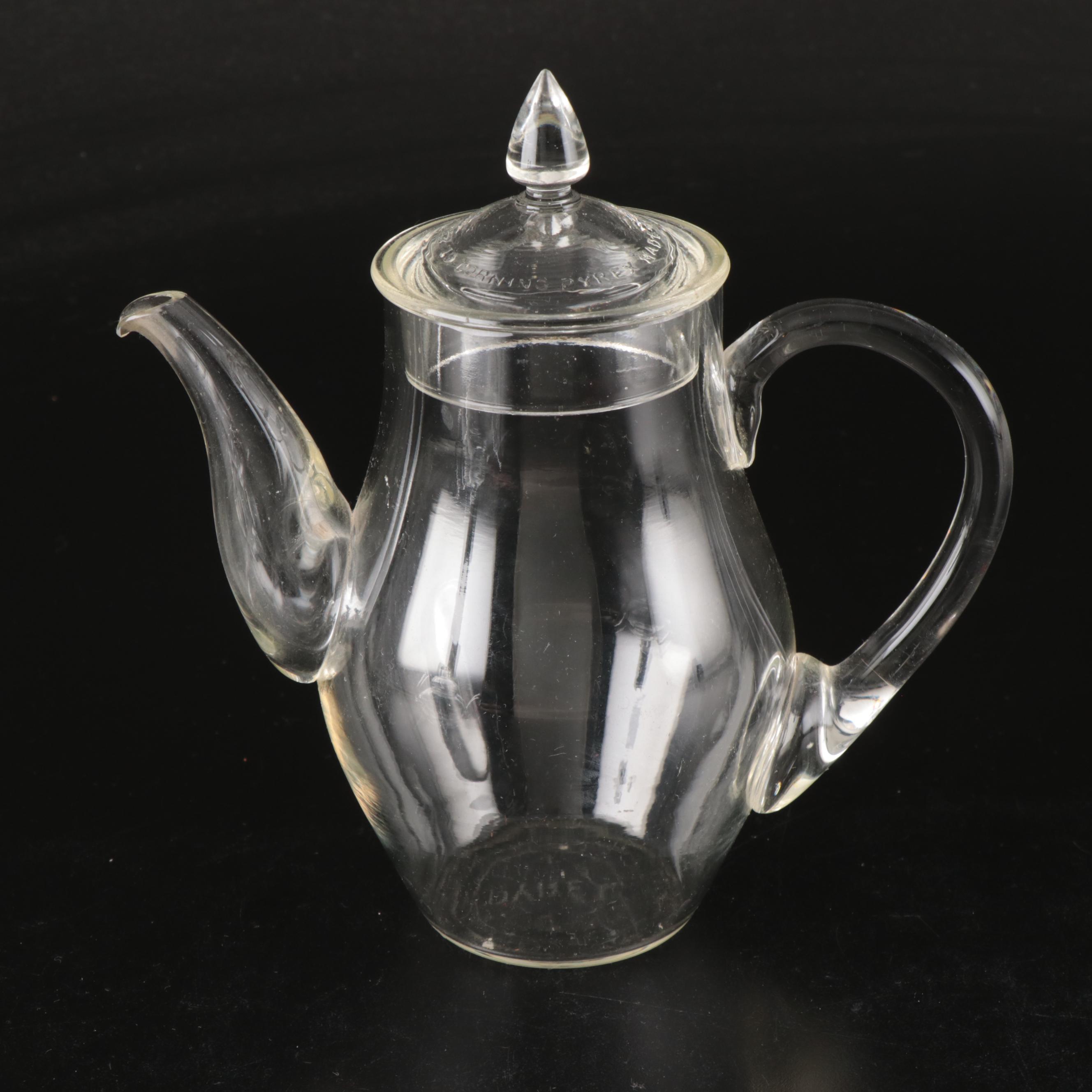 Kromex Metal Lazy Susan and Other Glass Teapots with Bowls and Underplates