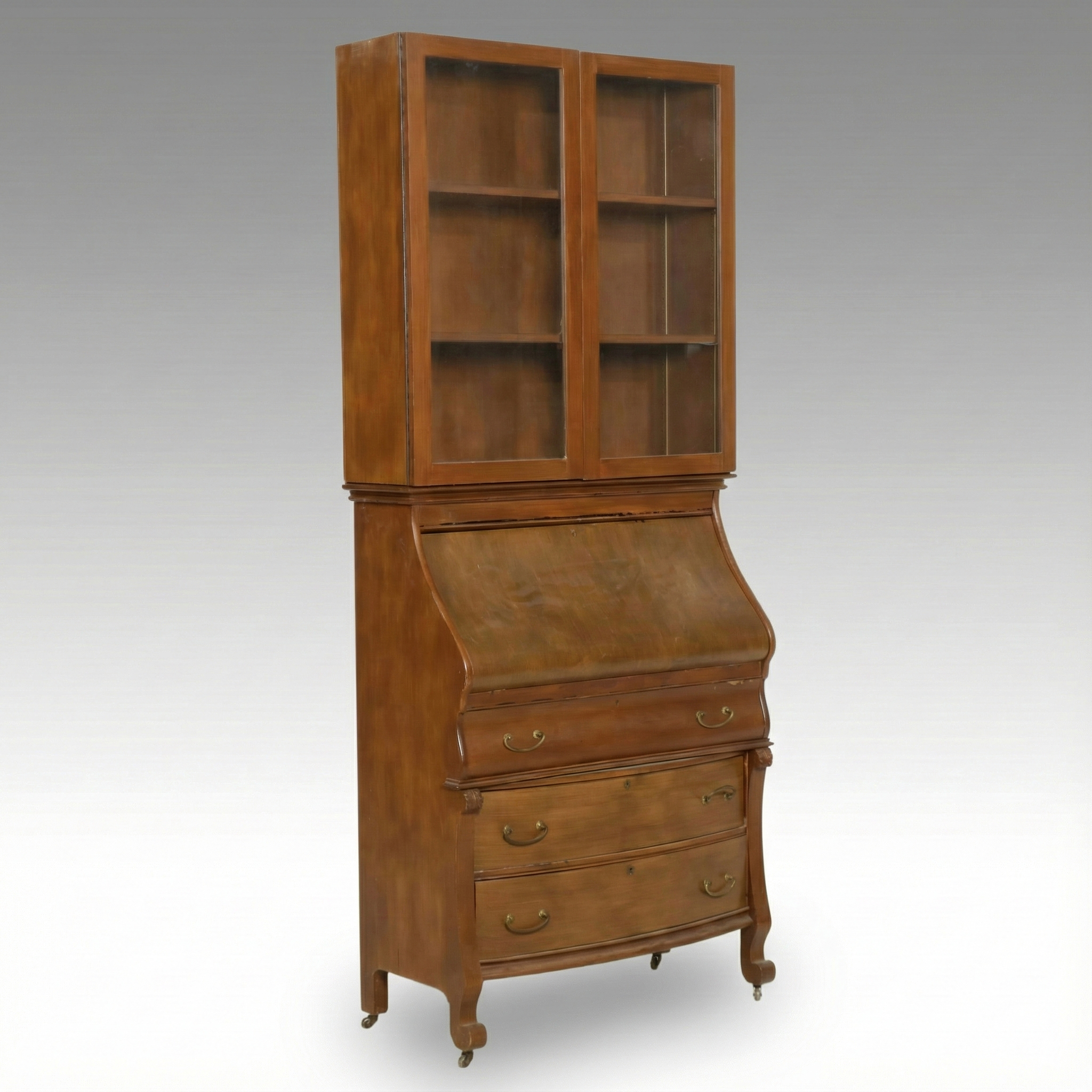 Paint-Finished Fall-Front Desk with Matching Bookcase