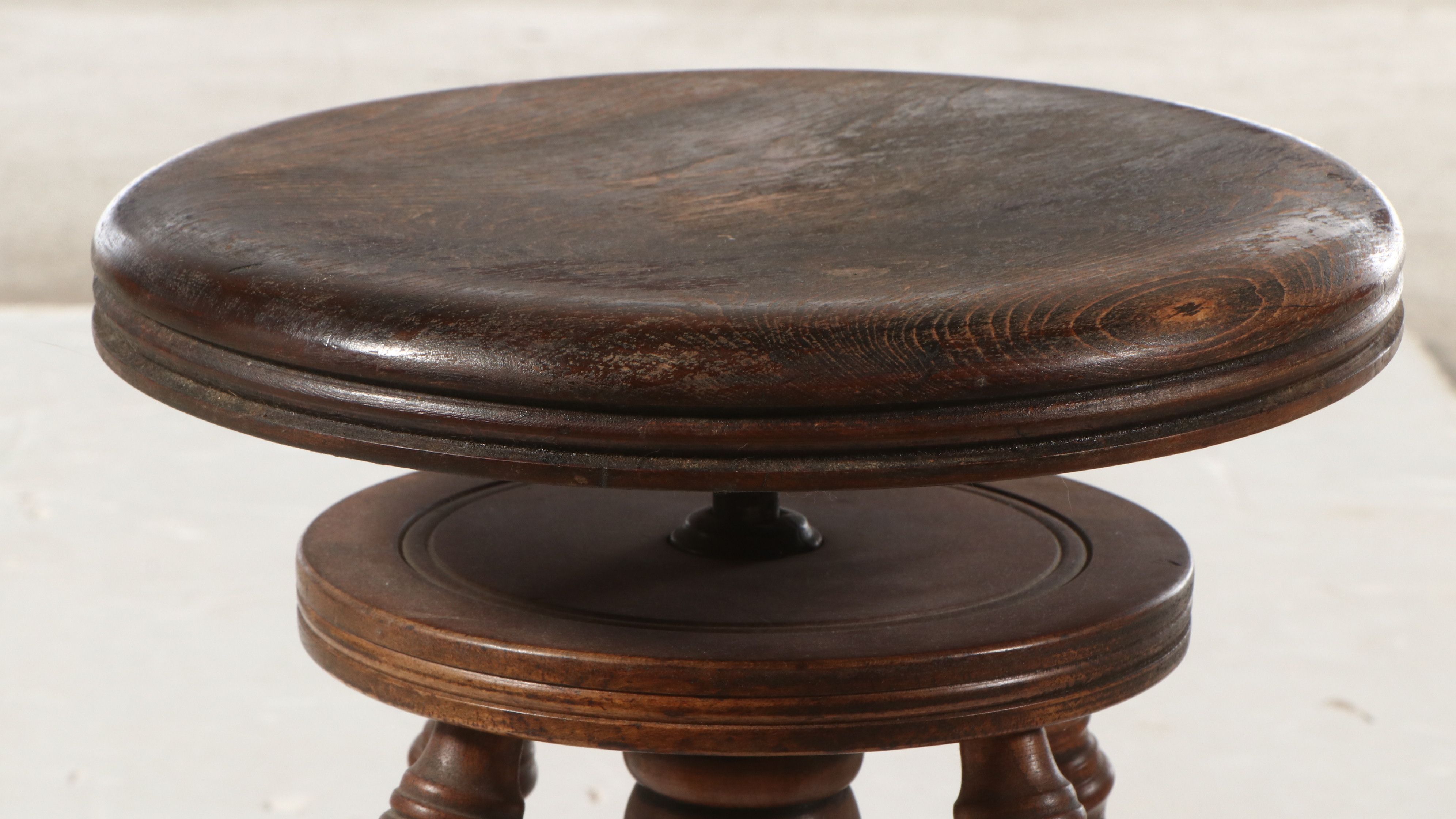 Victorian Swivel Adjustable Height Stool with Glass Ball and Brass Claw Feet