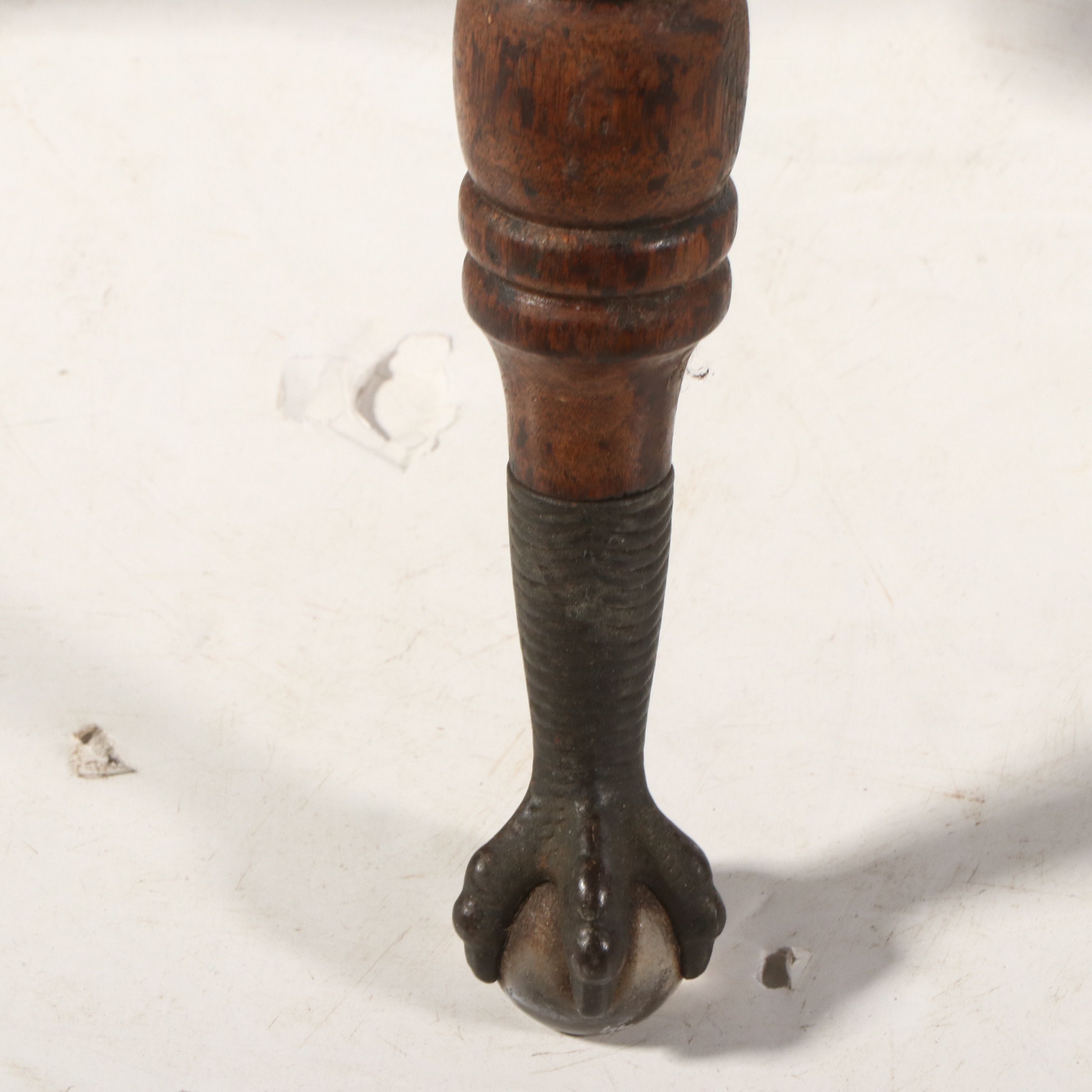 Victorian Swivel Adjustable Height Stool with Glass Ball and Brass Claw Feet