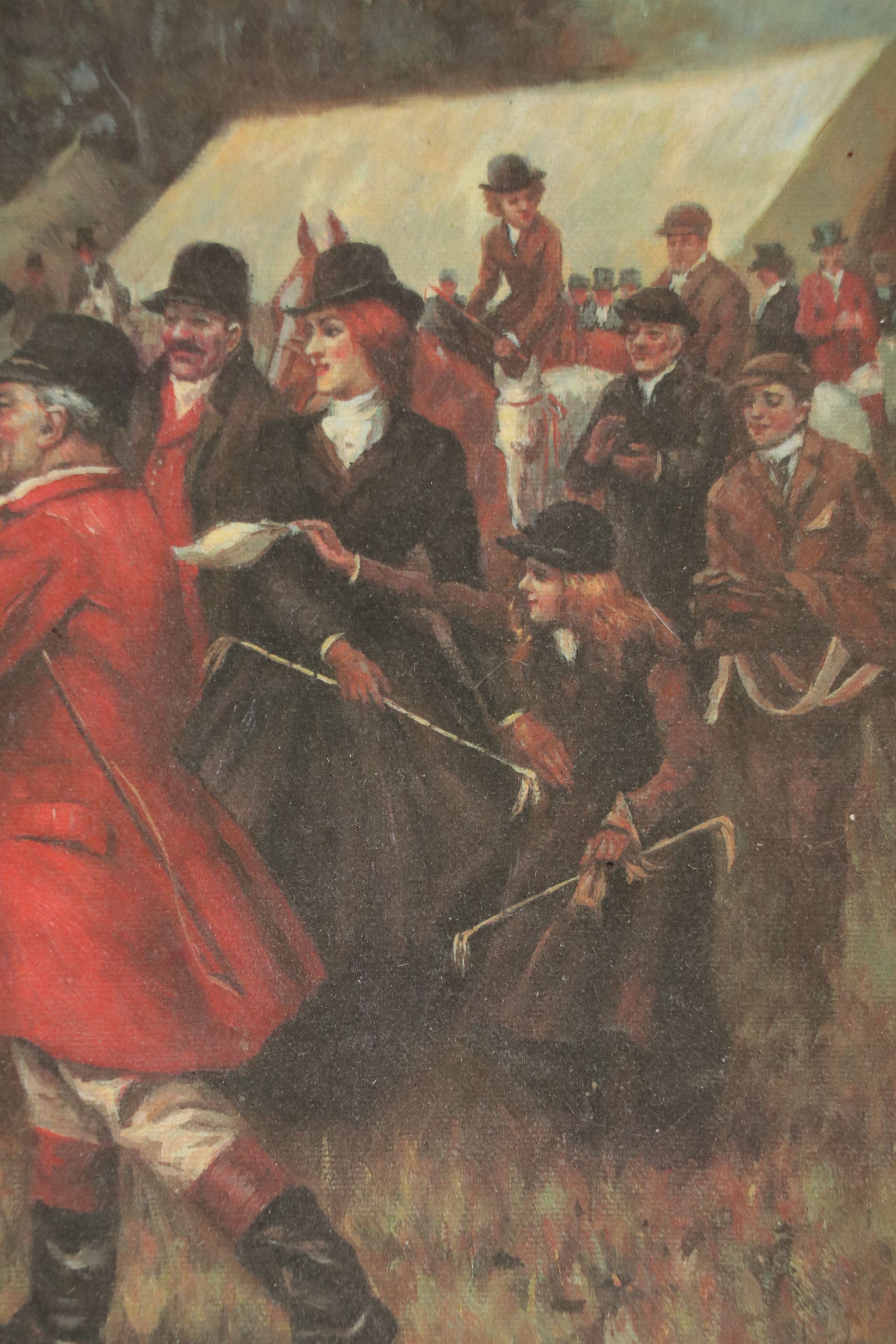 Style of Sir Alfred James Munnings Oil Painting of Horse Racing Scene