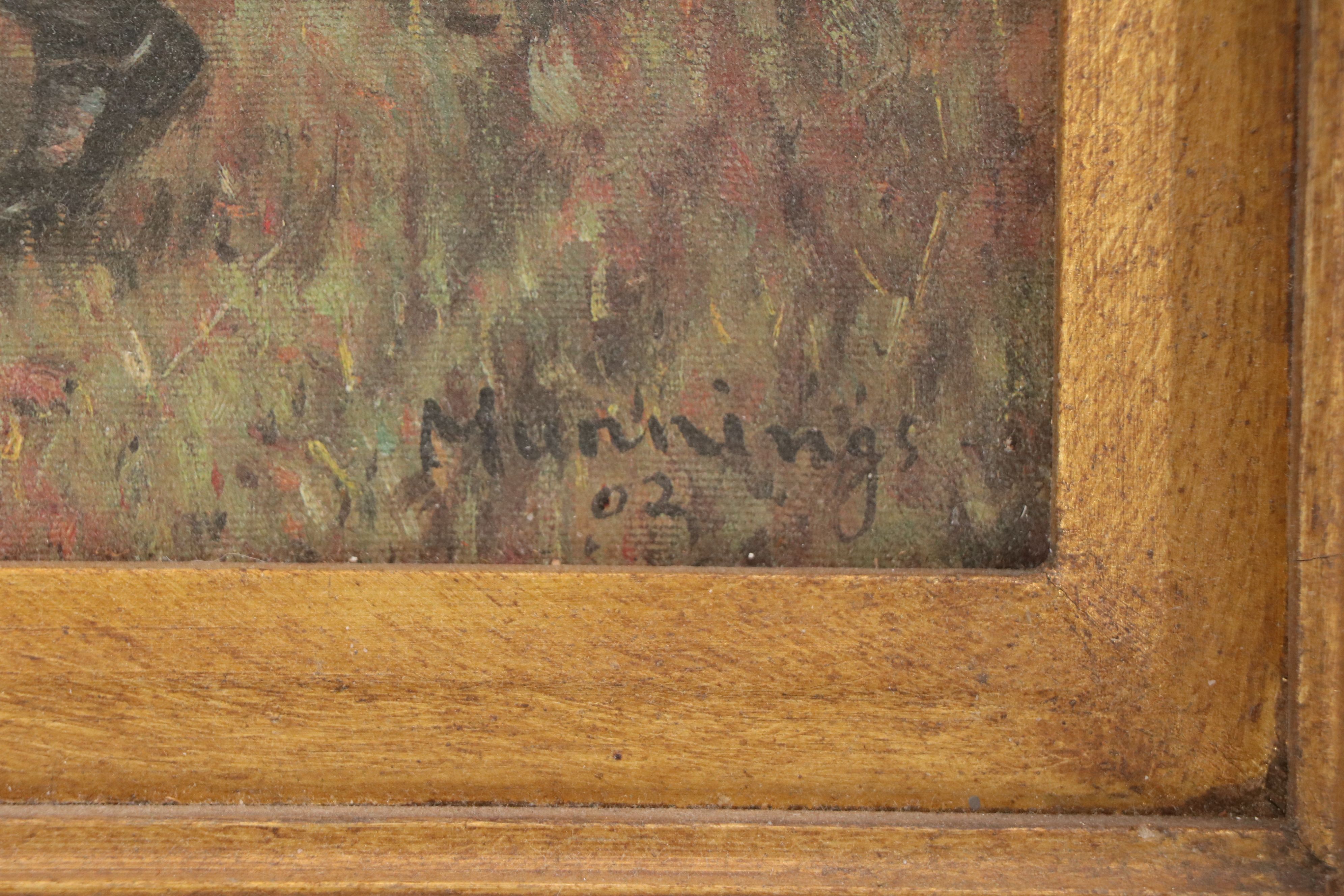 Style of Sir Alfred James Munnings Oil Painting of Horse Racing Scene