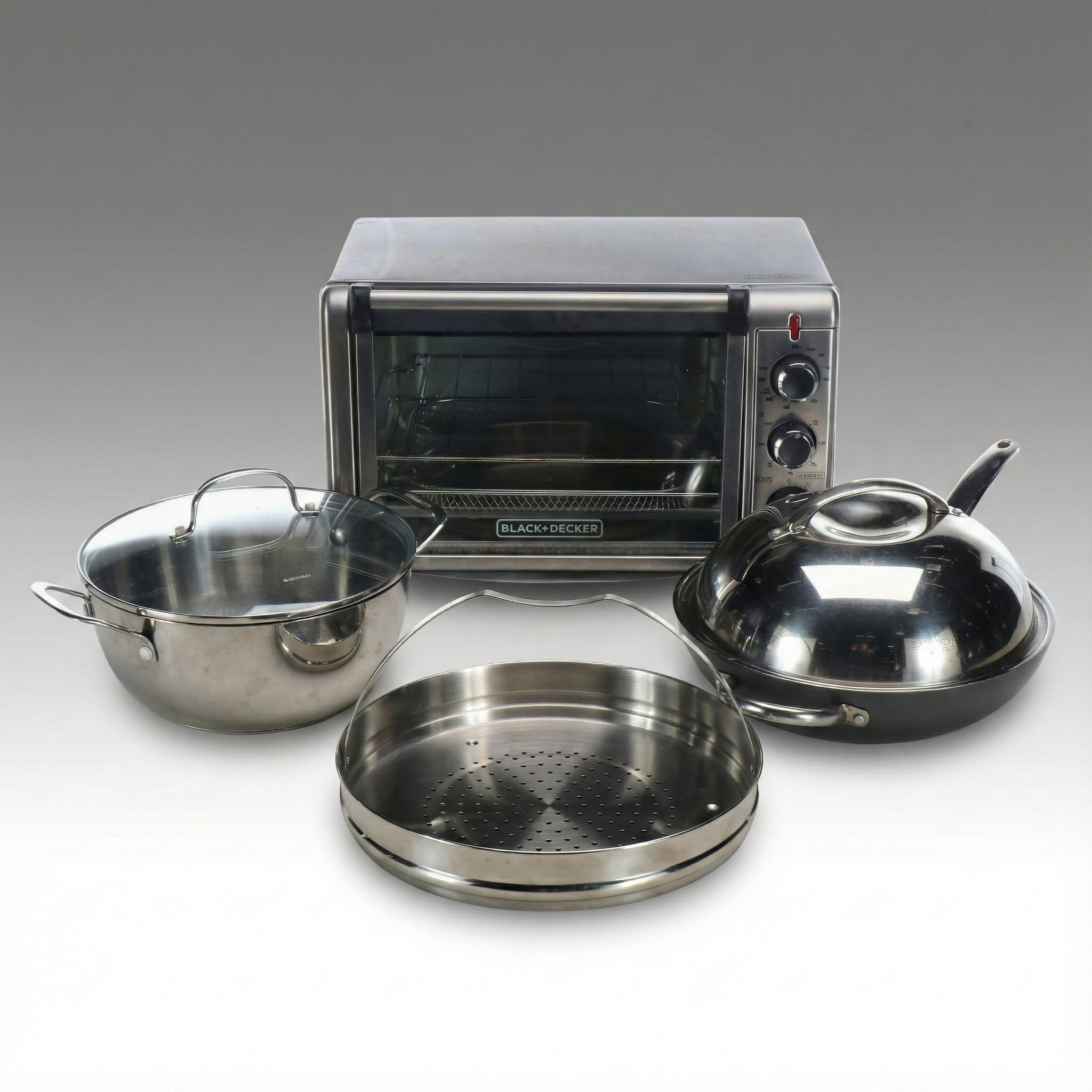 Black+Decker Air Fryer Toaster Oven with Cuisinart and Green Pan Cookware