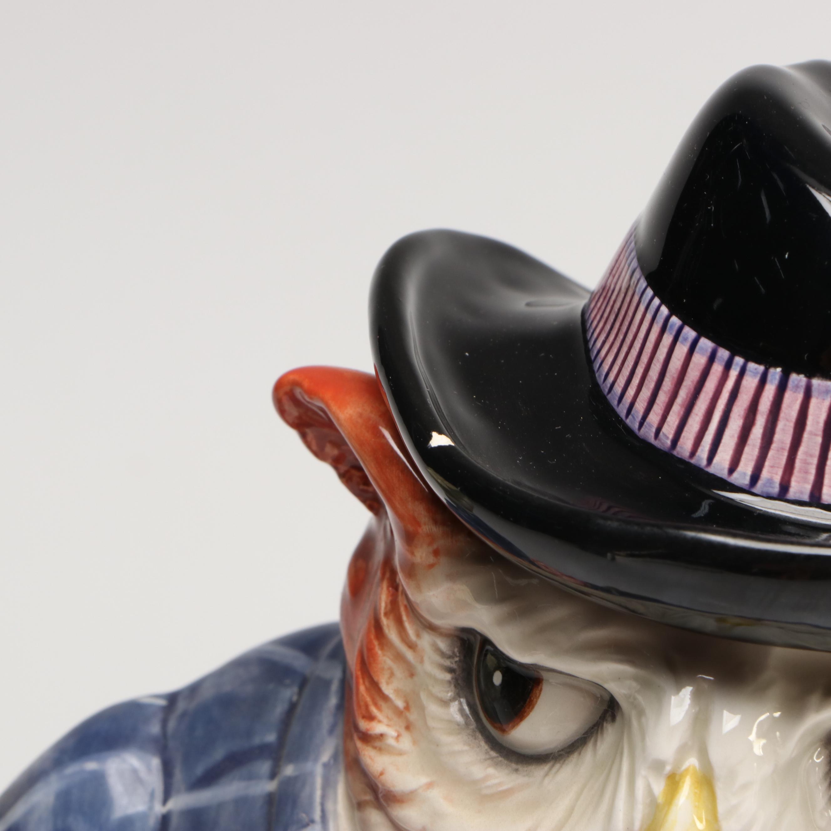 Fitz & Floyd "Owl Capone" with More Art Pottery Teapots and Creamers