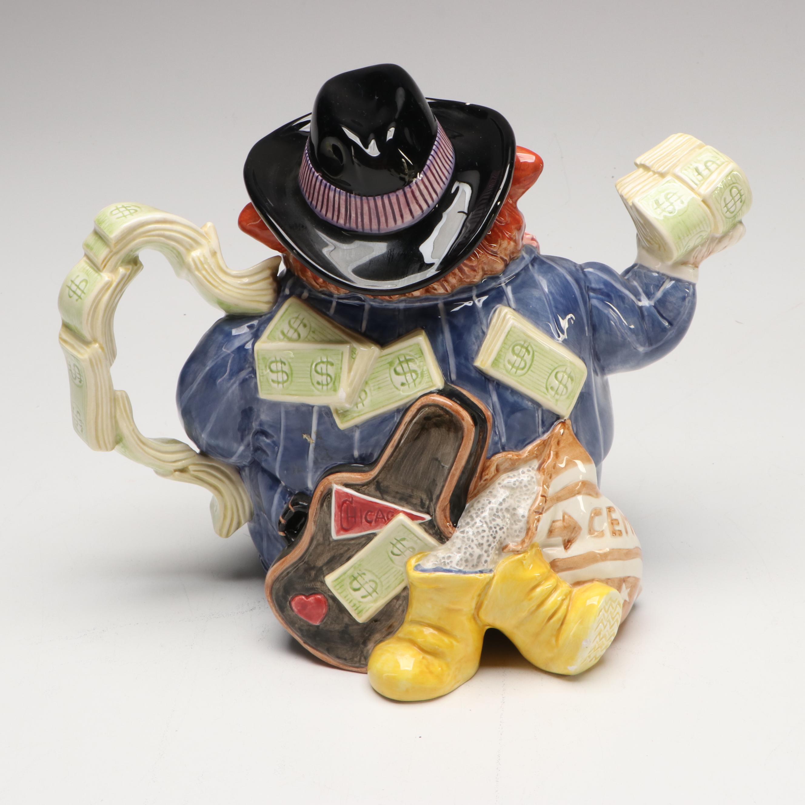 Fitz & Floyd "Owl Capone" with More Art Pottery Teapots and Creamers