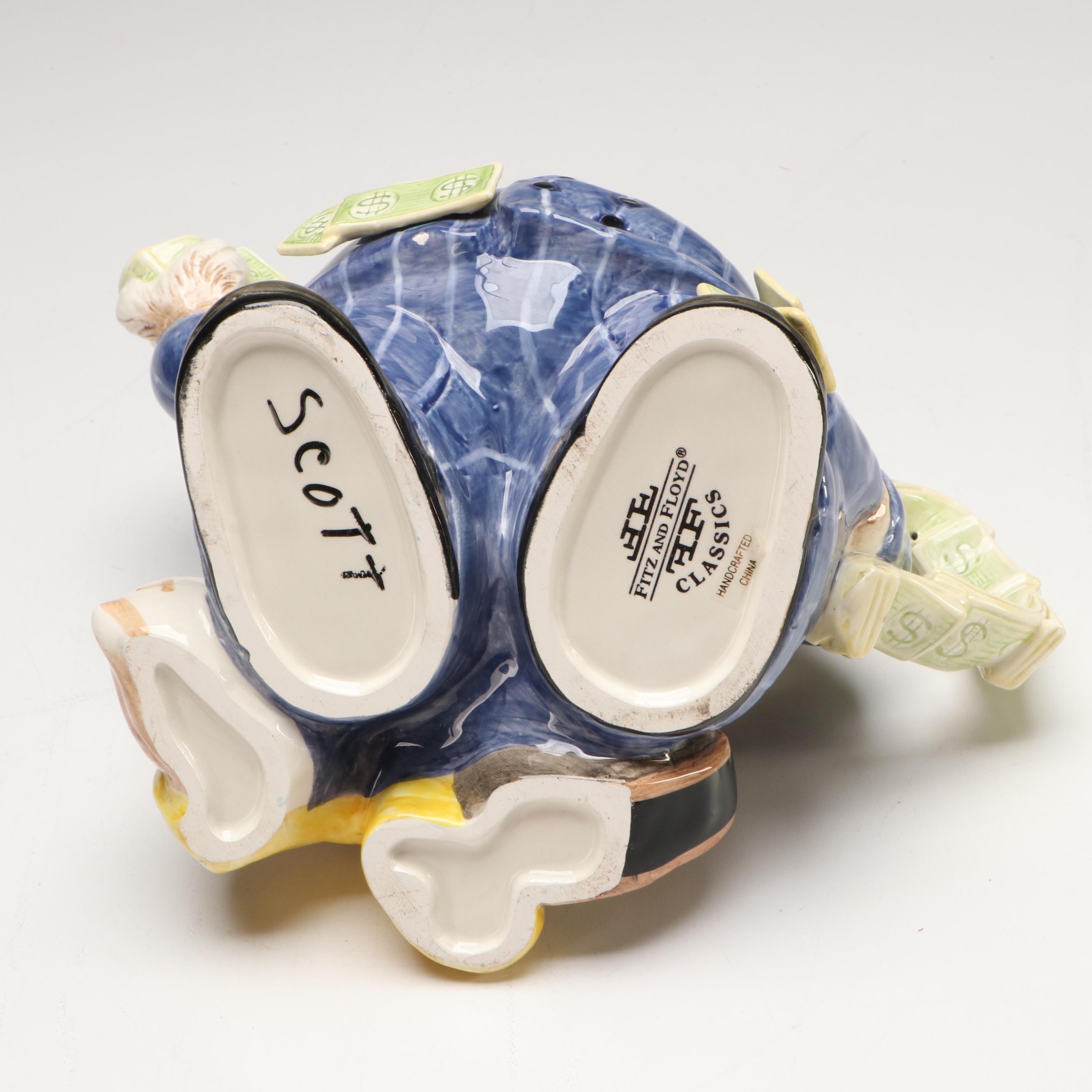Fitz & Floyd "Owl Capone" with More Art Pottery Teapots and Creamers