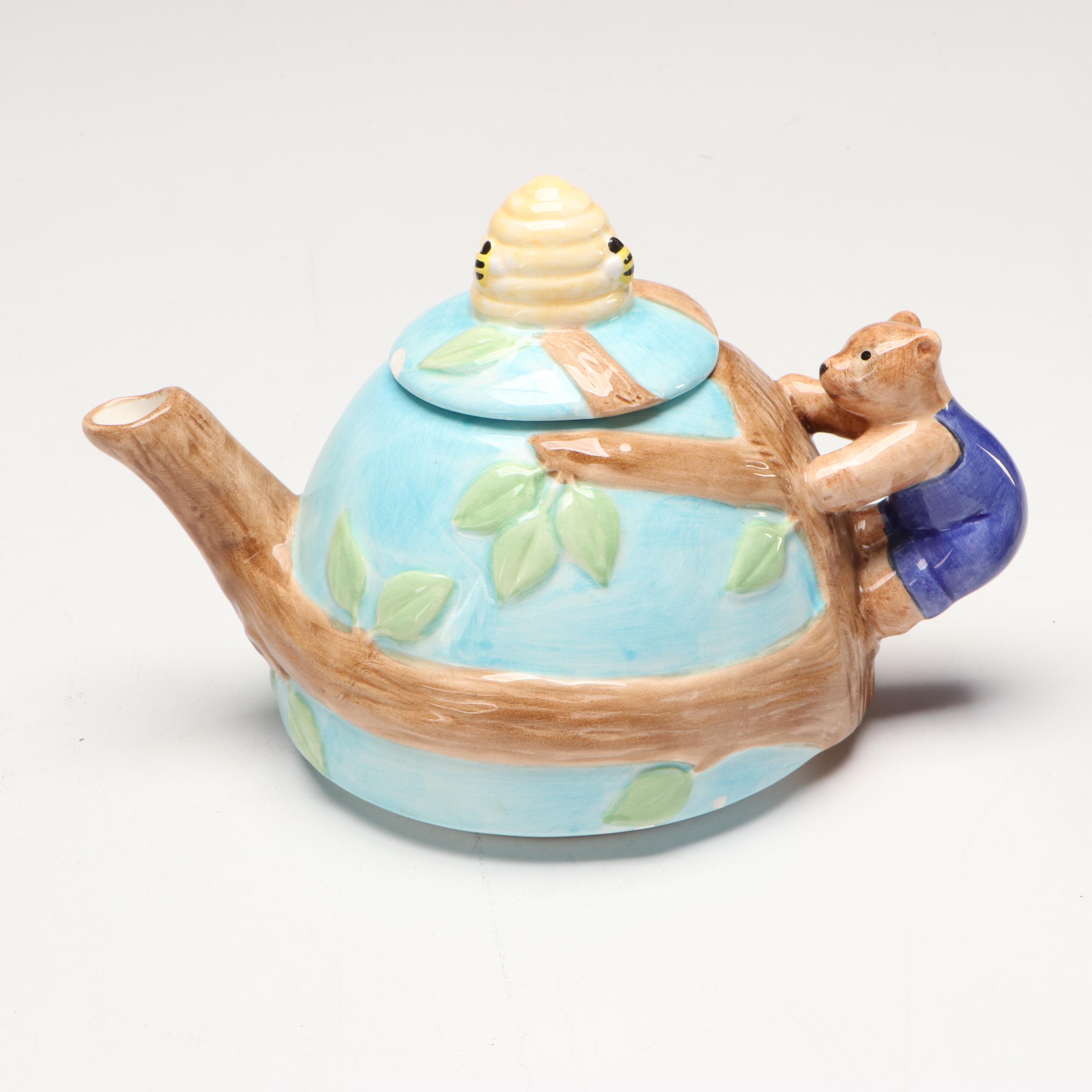 Fitz & Floyd "Owl Capone" with More Art Pottery Teapots and Creamers