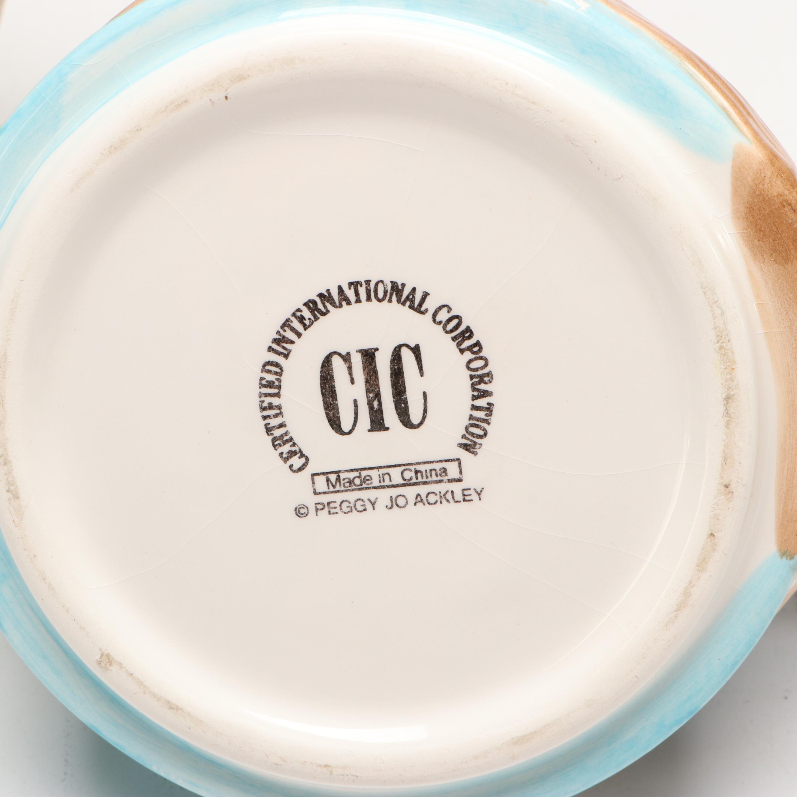 Fitz & Floyd "Owl Capone" with More Art Pottery Teapots and Creamers