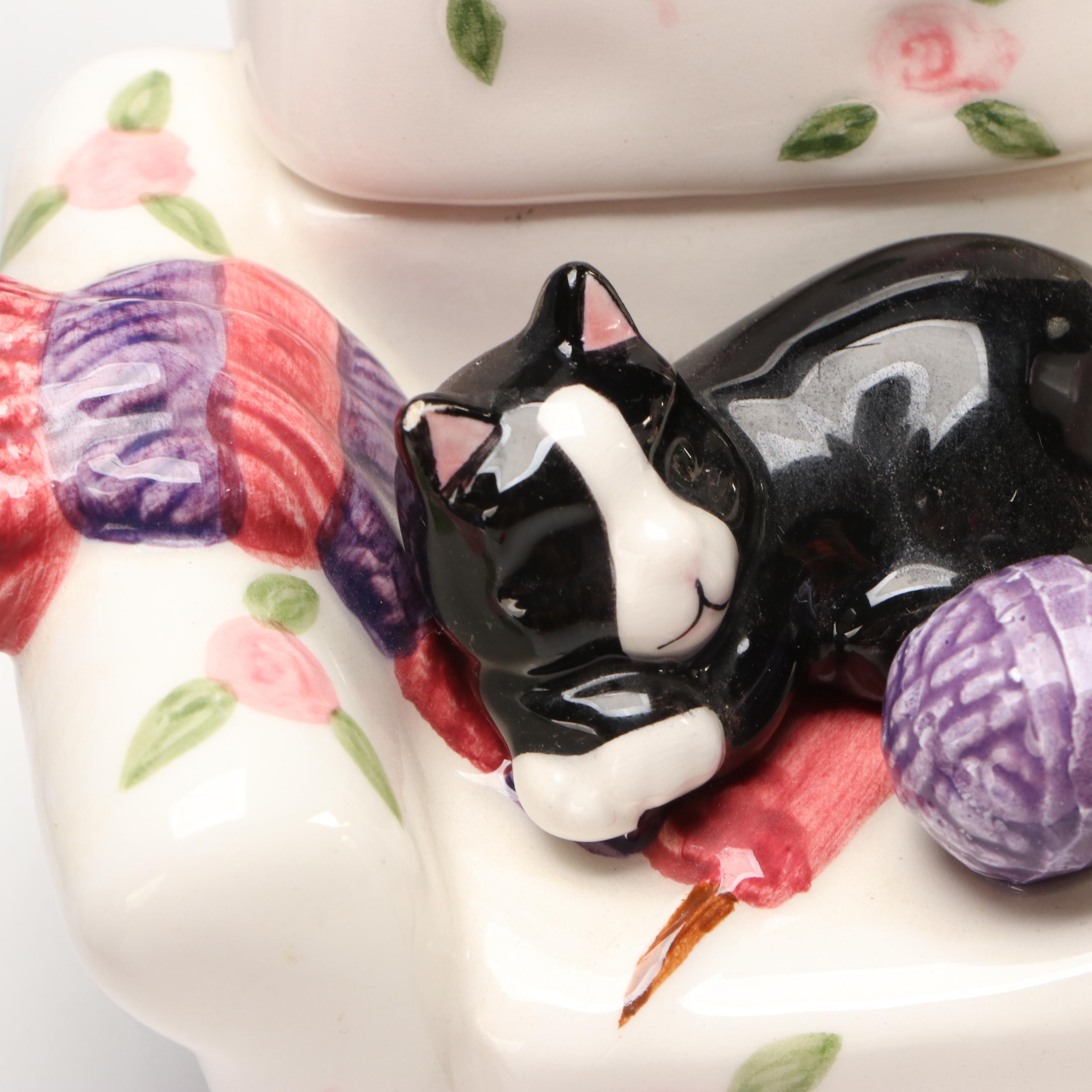 Fitz & Floyd "Owl Capone" with More Art Pottery Teapots and Creamers