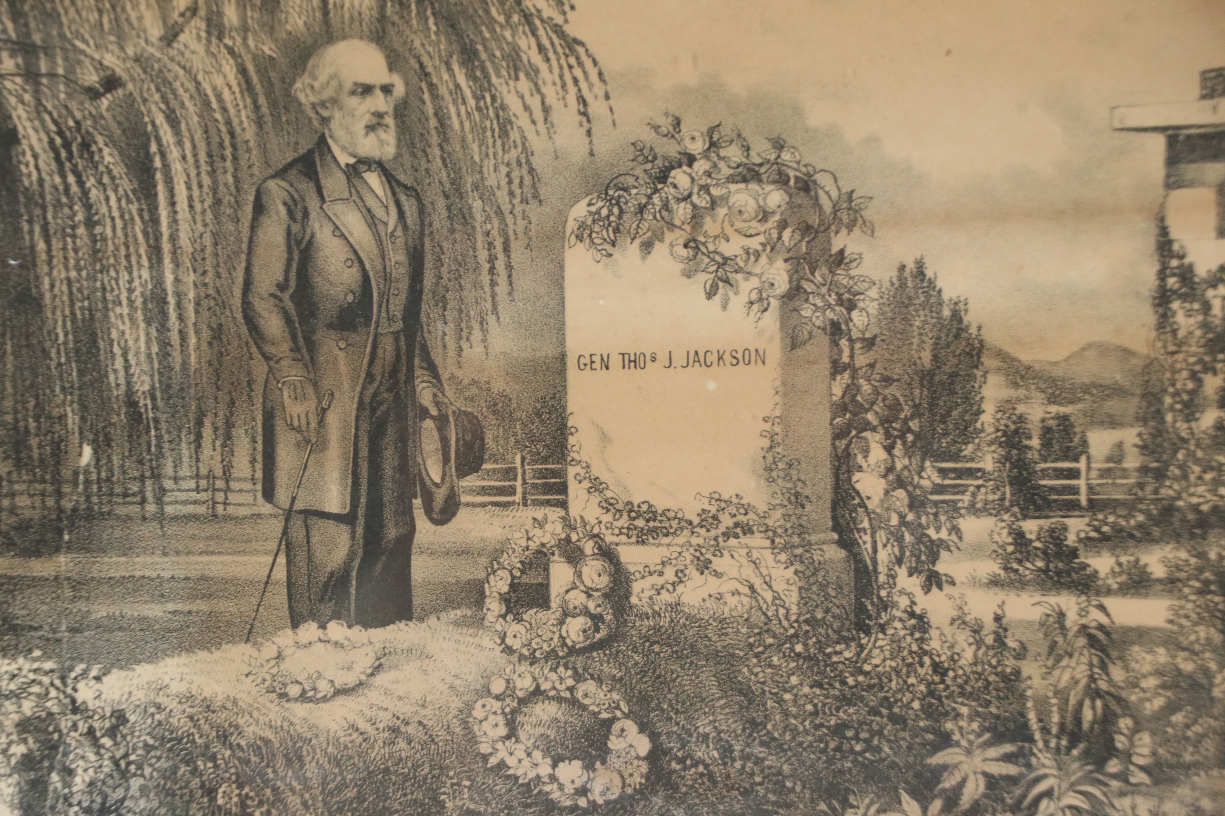 Currier and Ives Lithograph "The Grave of Stonewall Jackson," Circa 1870