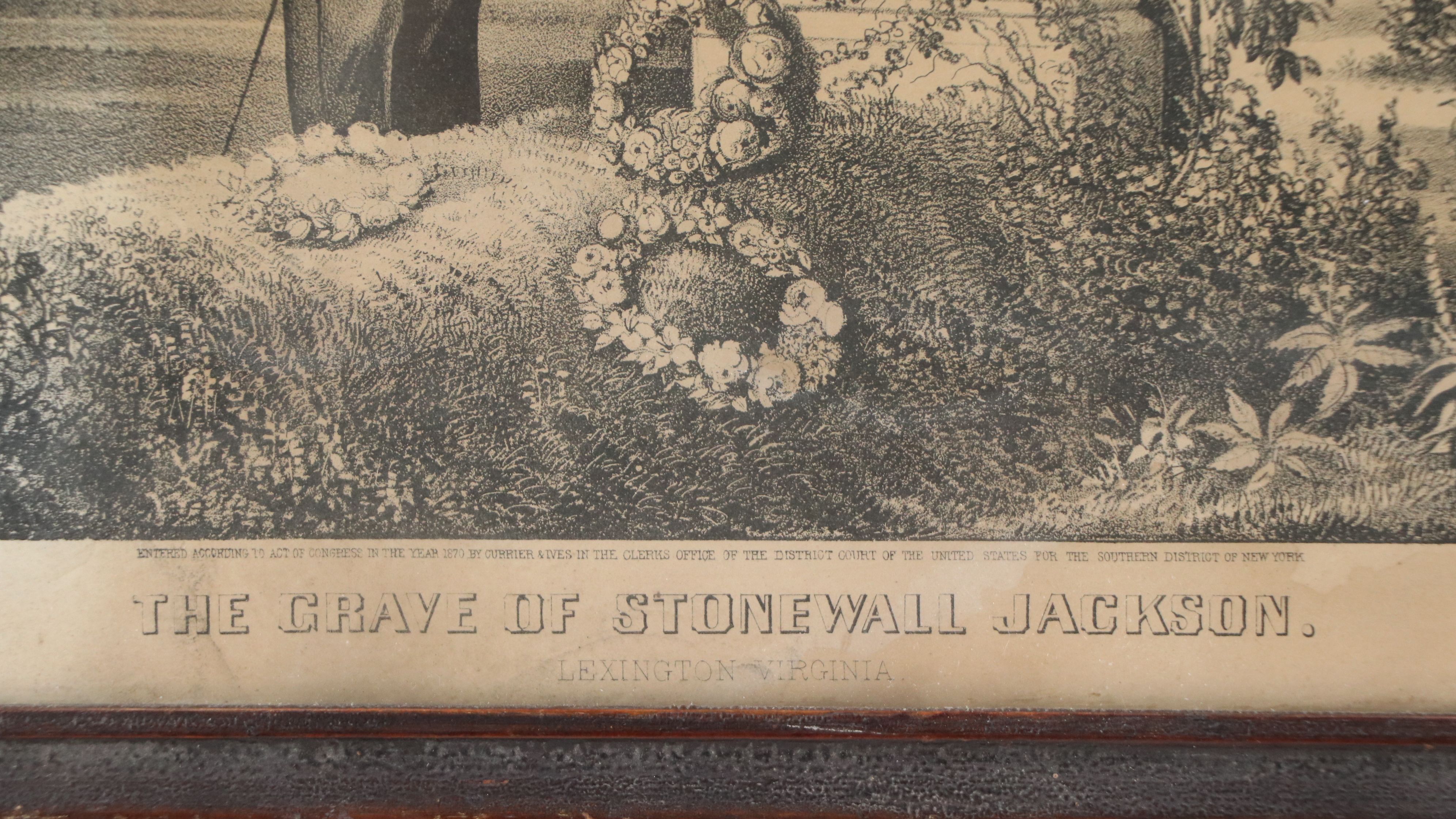 Currier and Ives Lithograph "The Grave of Stonewall Jackson," Circa 1870