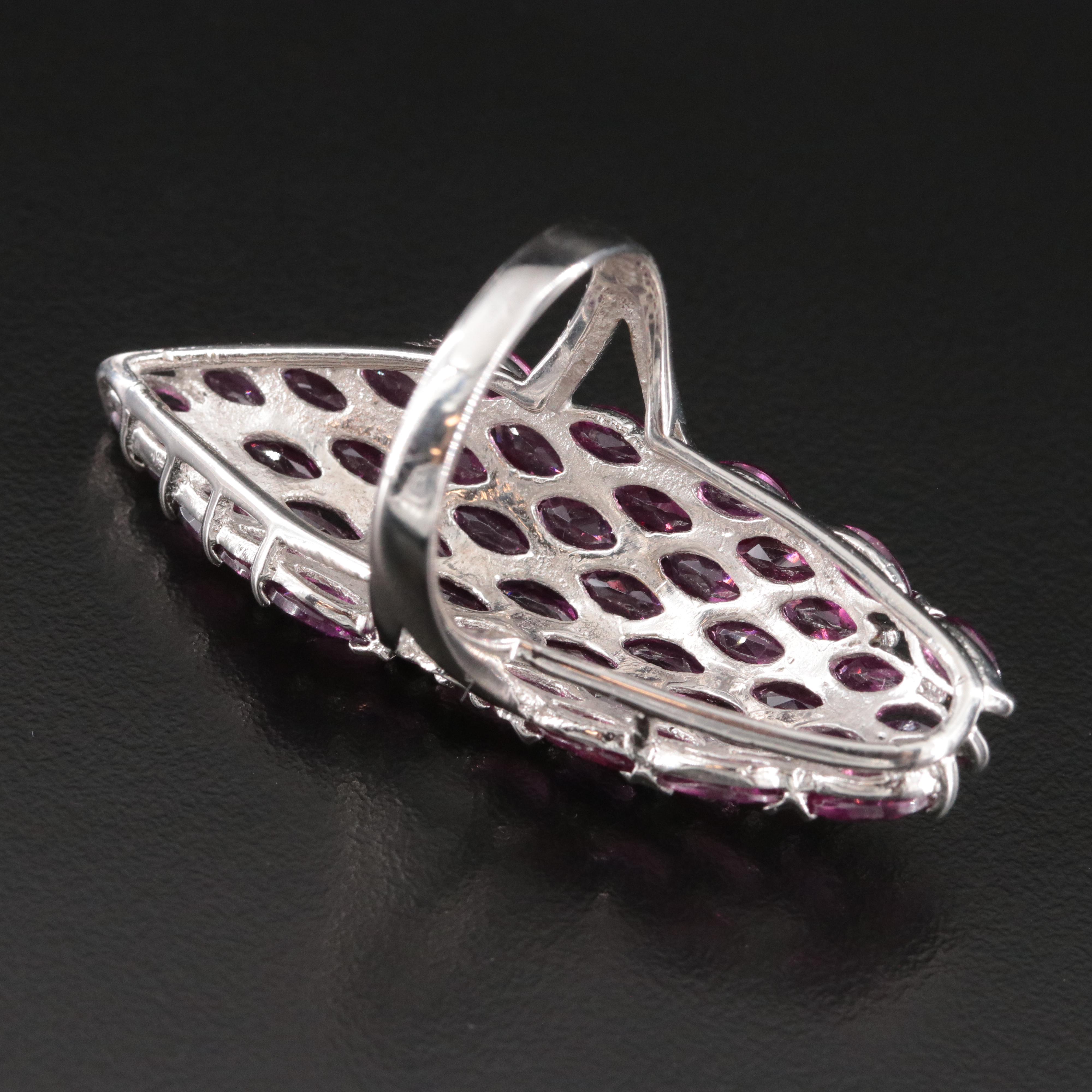 Sterling Rhodolite Garnet Navette Pointer Ring