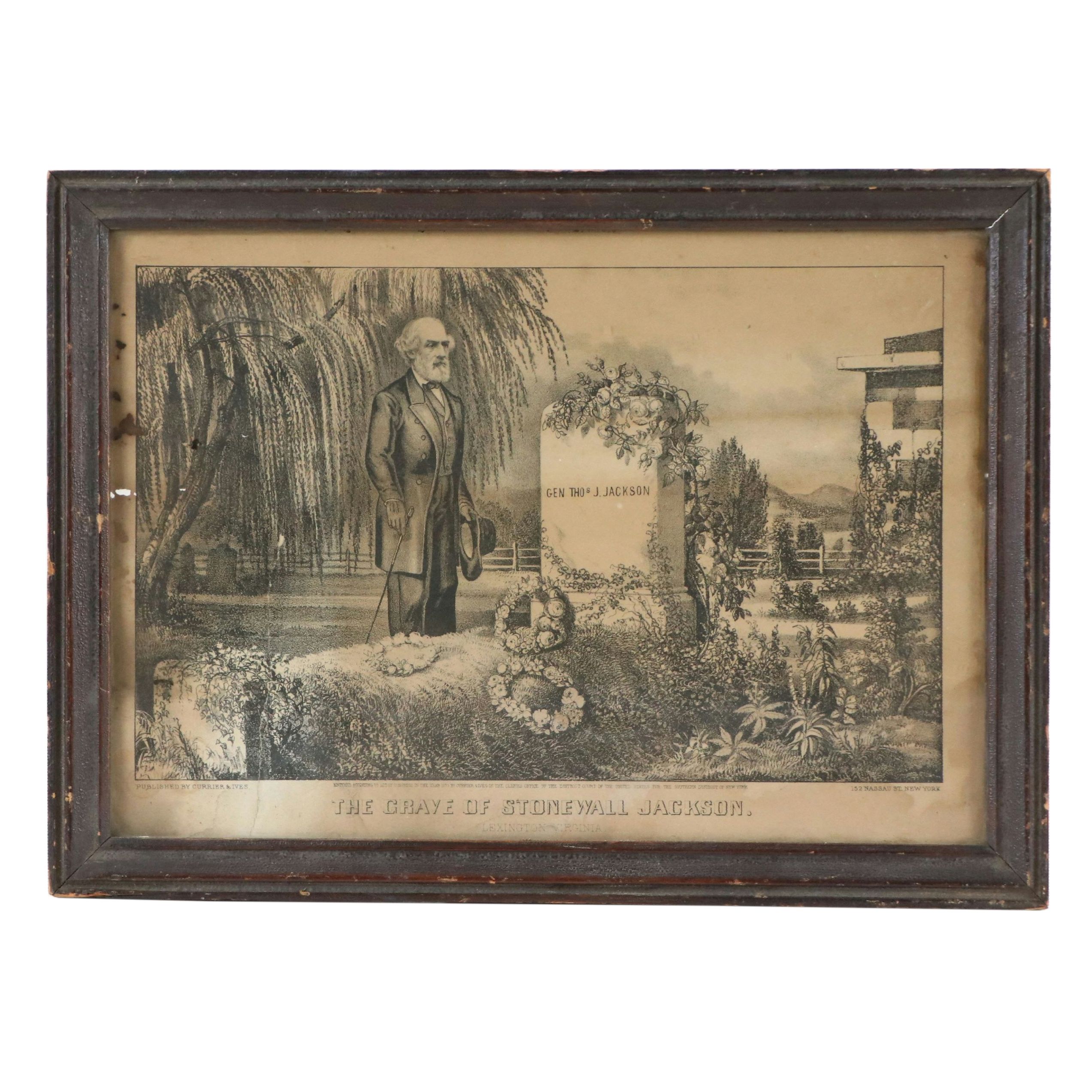 Currier and Ives Lithograph "The Grave of Stonewall Jackson," Circa 1870