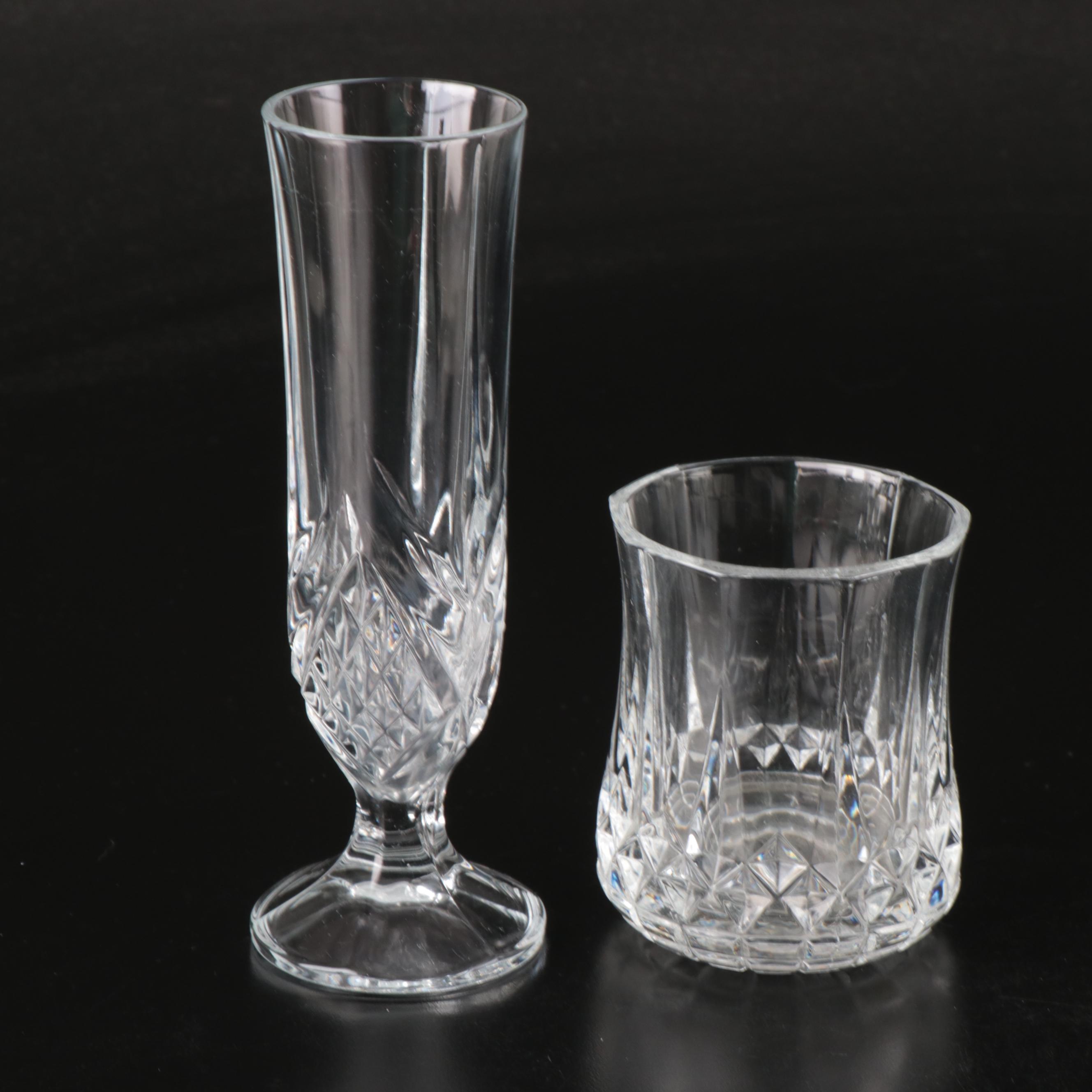 Mikasa Crystal Candlesticks with Arcoroc Glass Bowls and Other Serverware