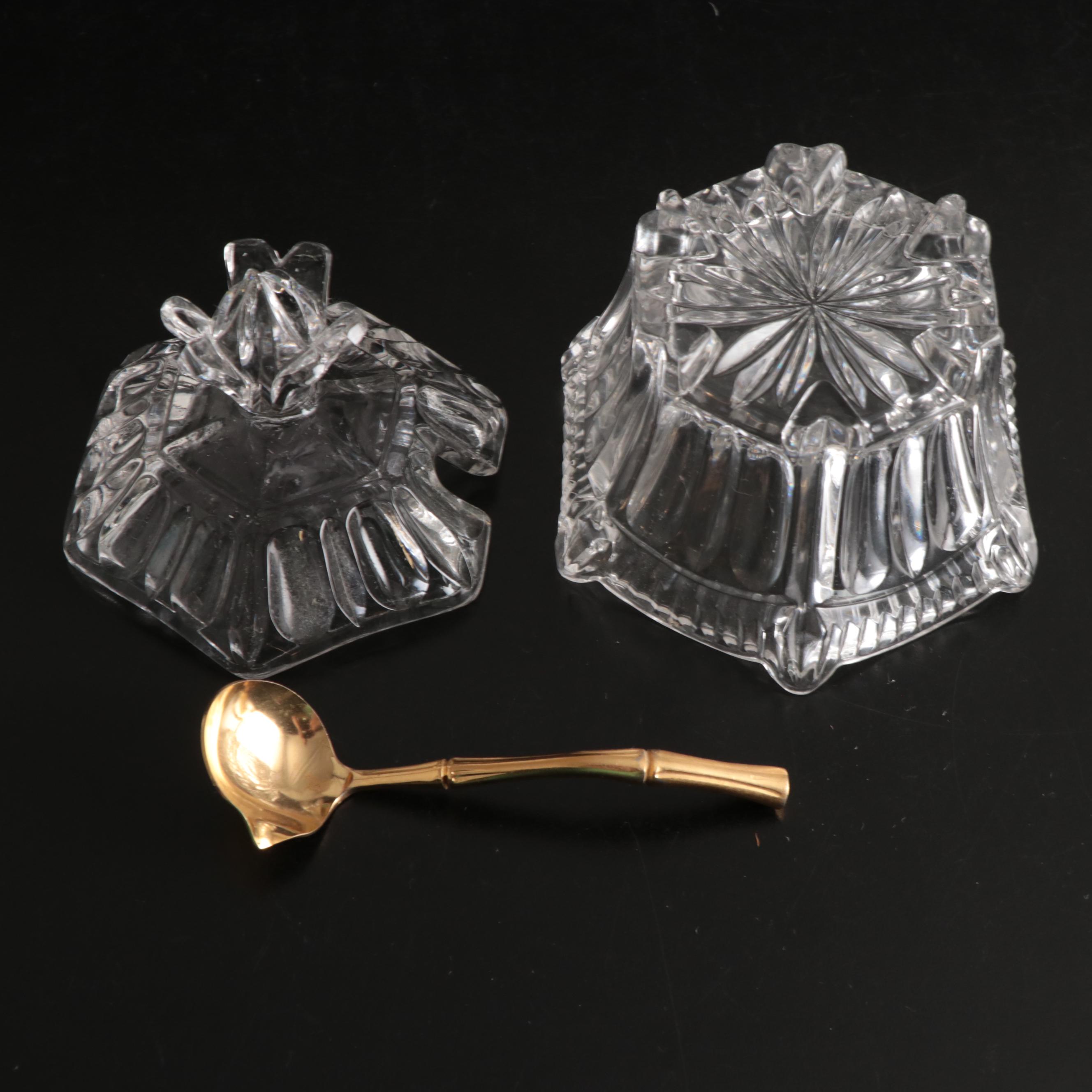 Mikasa Crystal Candlesticks with Arcoroc Glass Bowls and Other Serverware