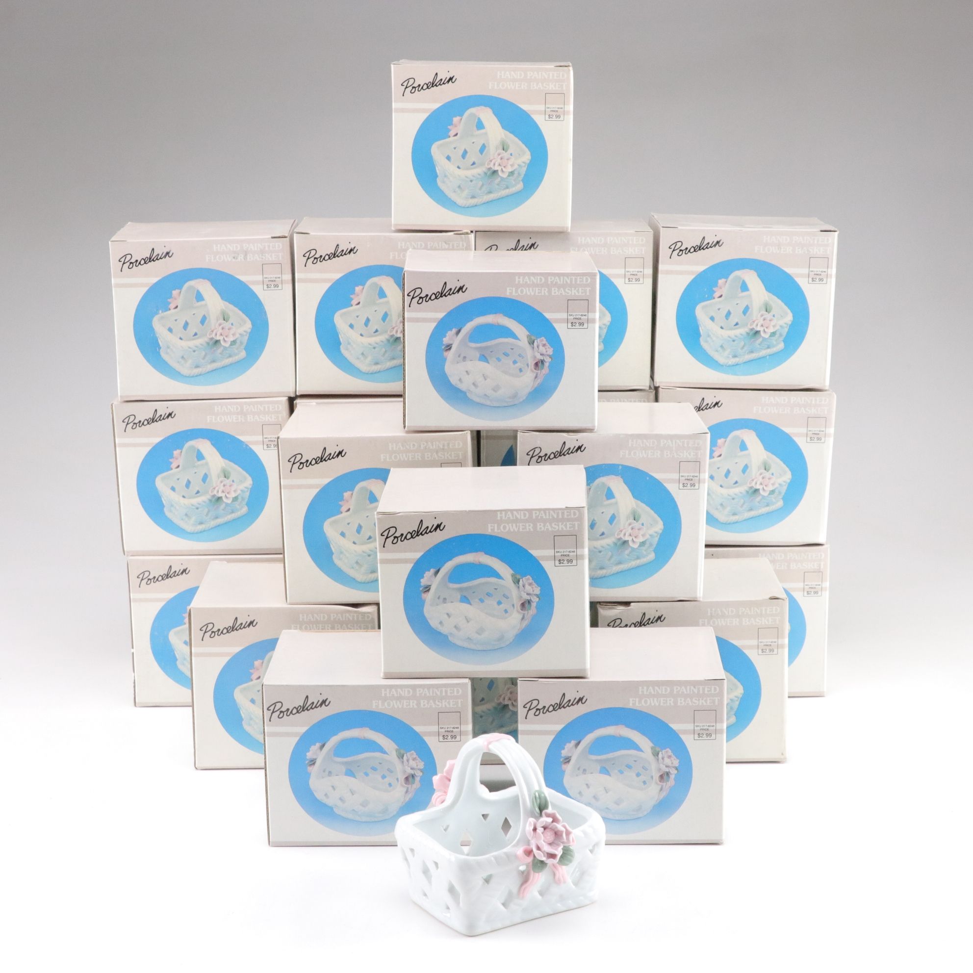 Collection of Porcelain Hand-Painted Flower Baskets