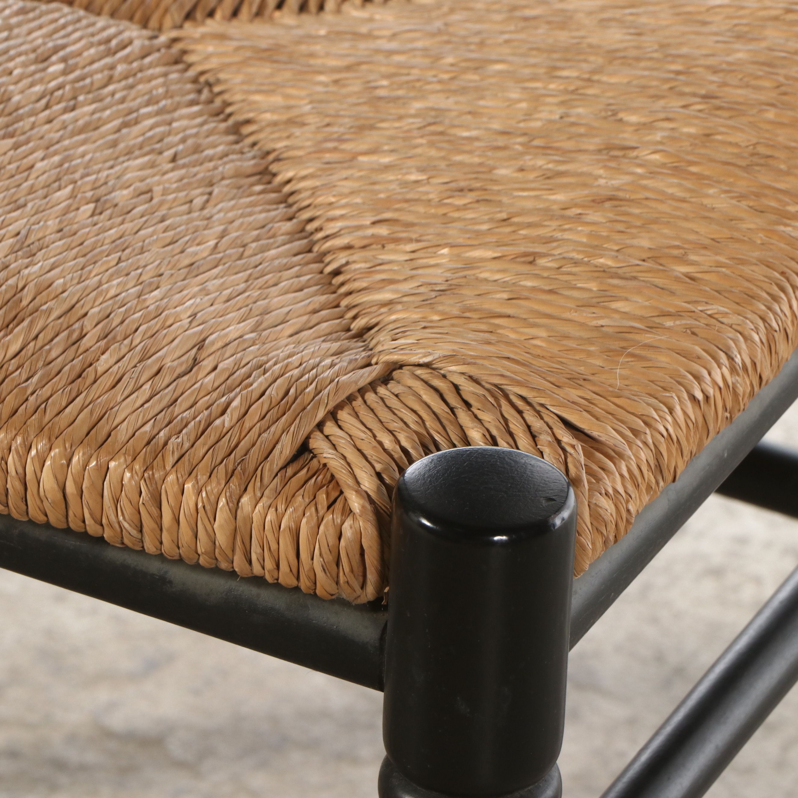 Painted Ladder-Back and Chippendale Style Chairs with Rush Seats