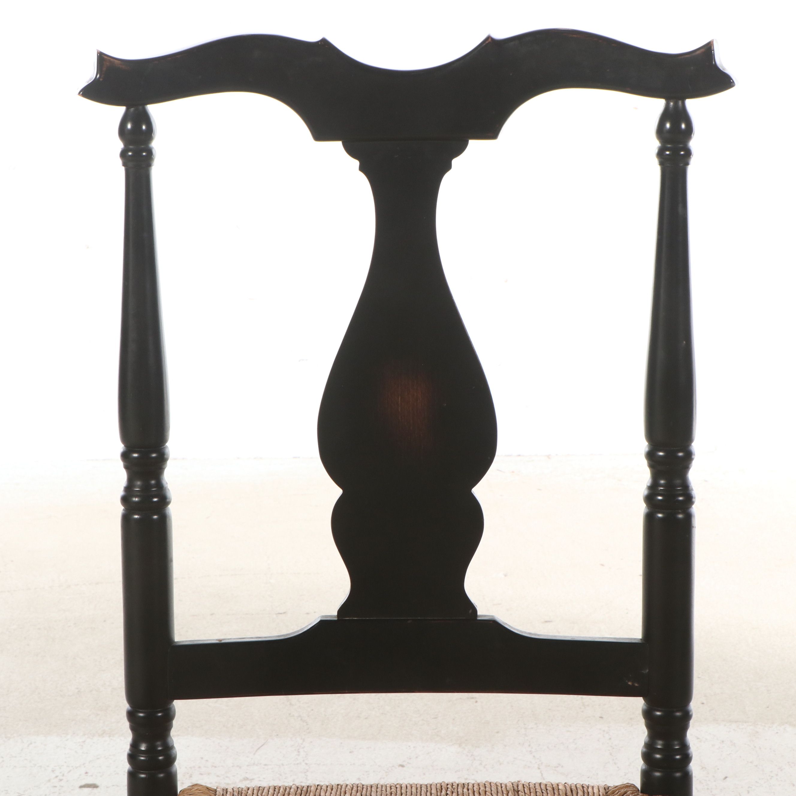 Painted Ladder-Back and Chippendale Style Chairs with Rush Seats