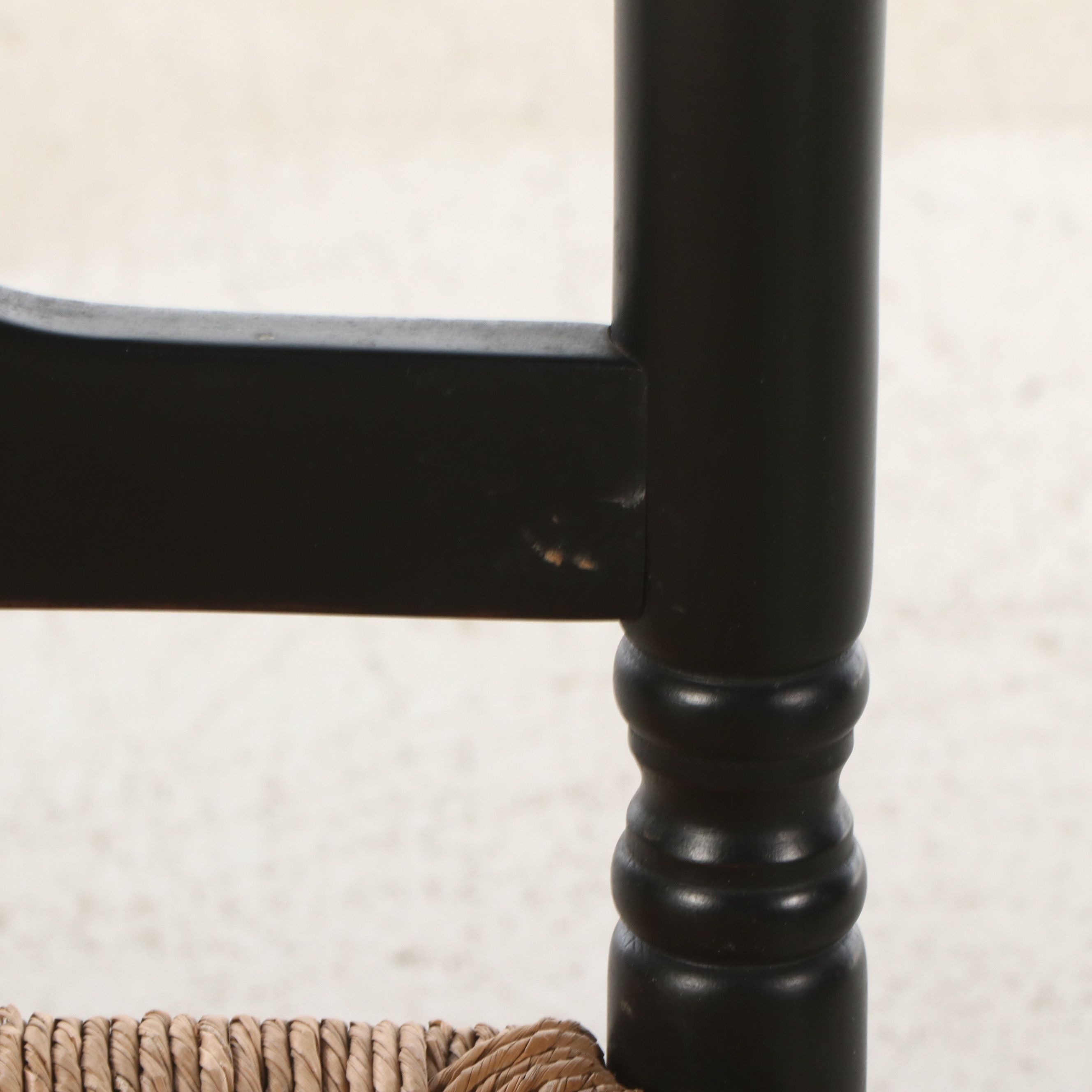 Painted Ladder-Back and Chippendale Style Chairs with Rush Seats