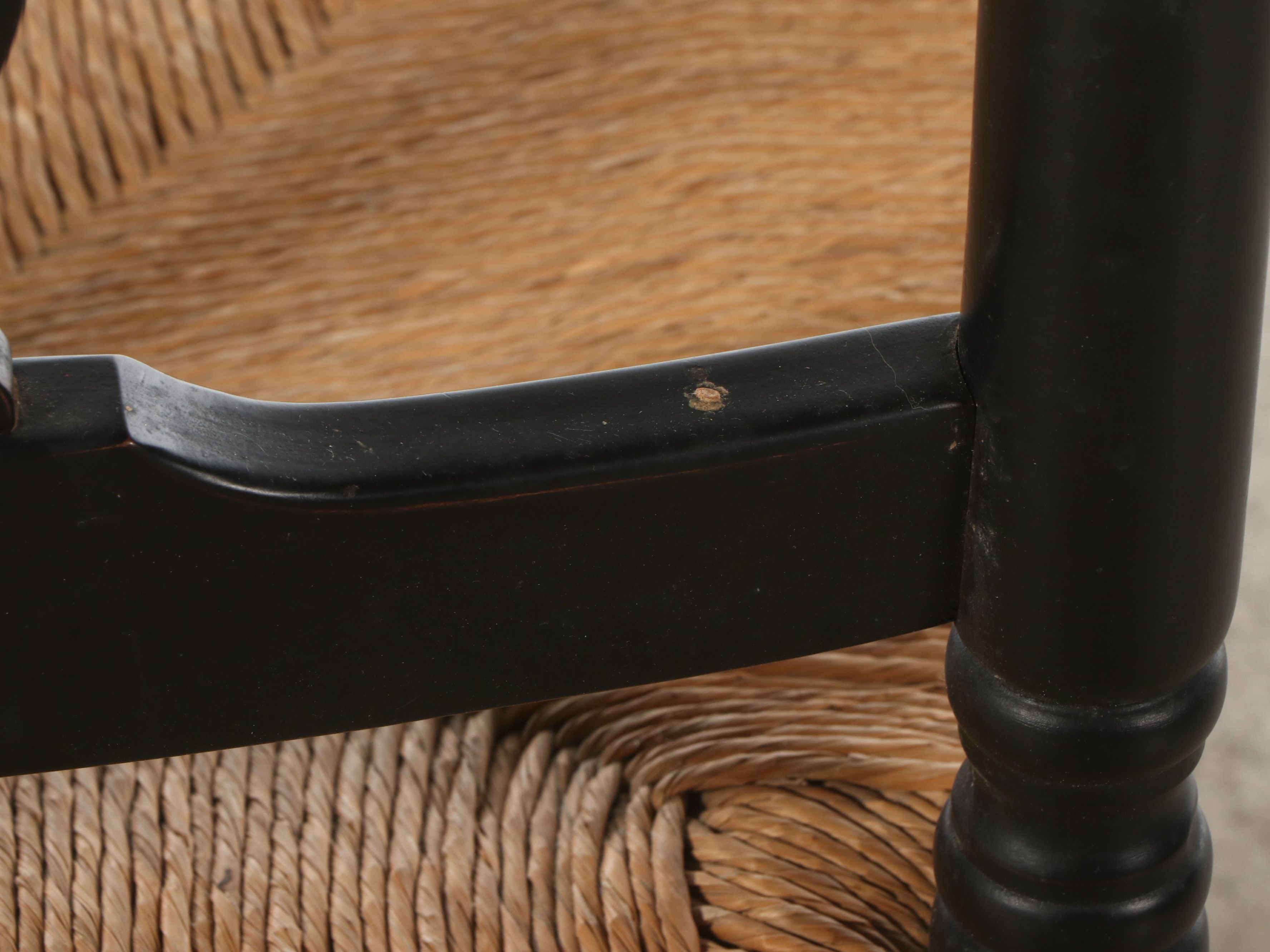 Painted Ladder-Back and Chippendale Style Chairs with Rush Seats