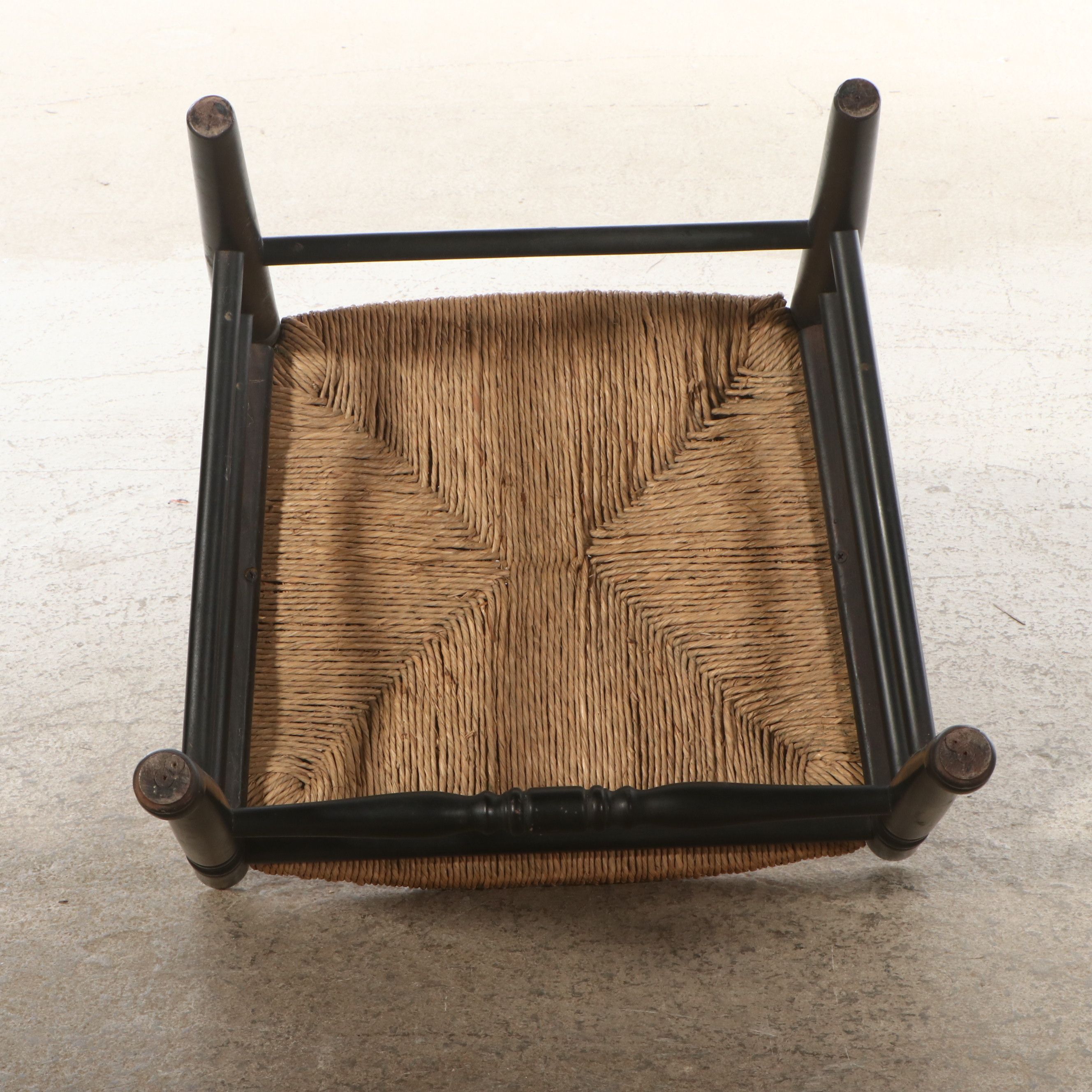 Painted Ladder-Back and Chippendale Style Chairs with Rush Seats